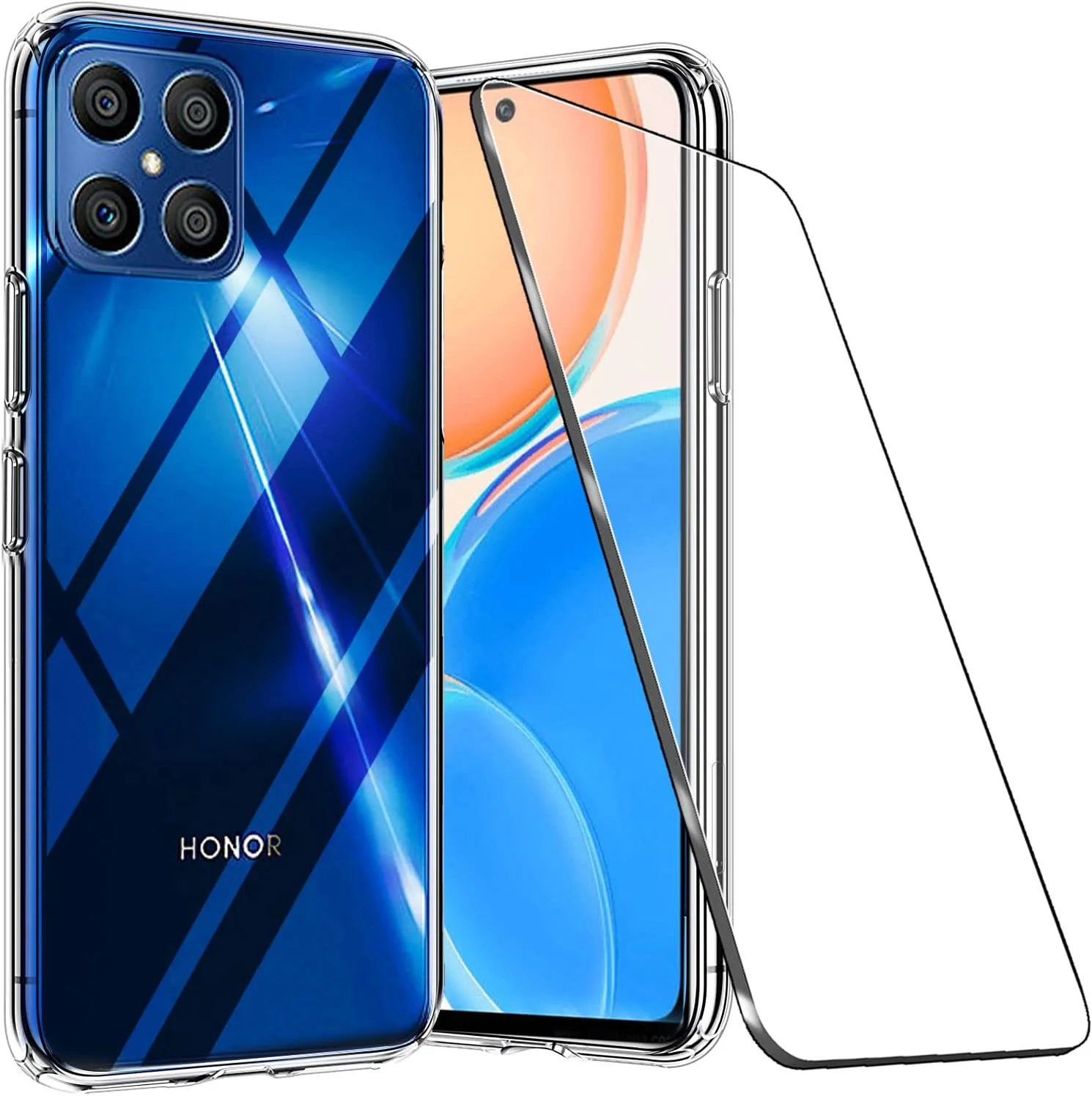 قاب گوشی LYJERRY برای Honor X8 به همراه محافظ صفحه نمایش شیشه ای حرارت دیده، قاب محافظ سبک وزن Honor X8، کاور TPU نرم، قاب گوشی سیلیکونی لاستیکی، شیشه محافظ 9H قاب گوشی LYJERRY برای Honor X8 به همراه محافظ صفحه نمایش شیشه ای حرارت دیده، قاب محافظ سبک وزن Honor X8، کاور TPU نرم، قاب گوشی سیلیکونی لاستیکی، شیشه محافظ 9H
