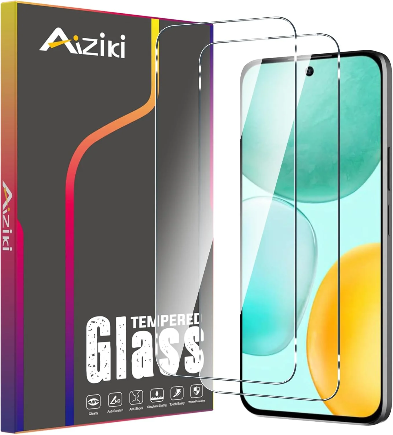 محافظ صفحه نمایش Aiziki [2 عدد] برای Honor X6C، 0.33 میلی متر فوق العاده شفاف، فوق العاده مقاوم، شیشه حرارت دیده با سختی 9H برای Honor X6C