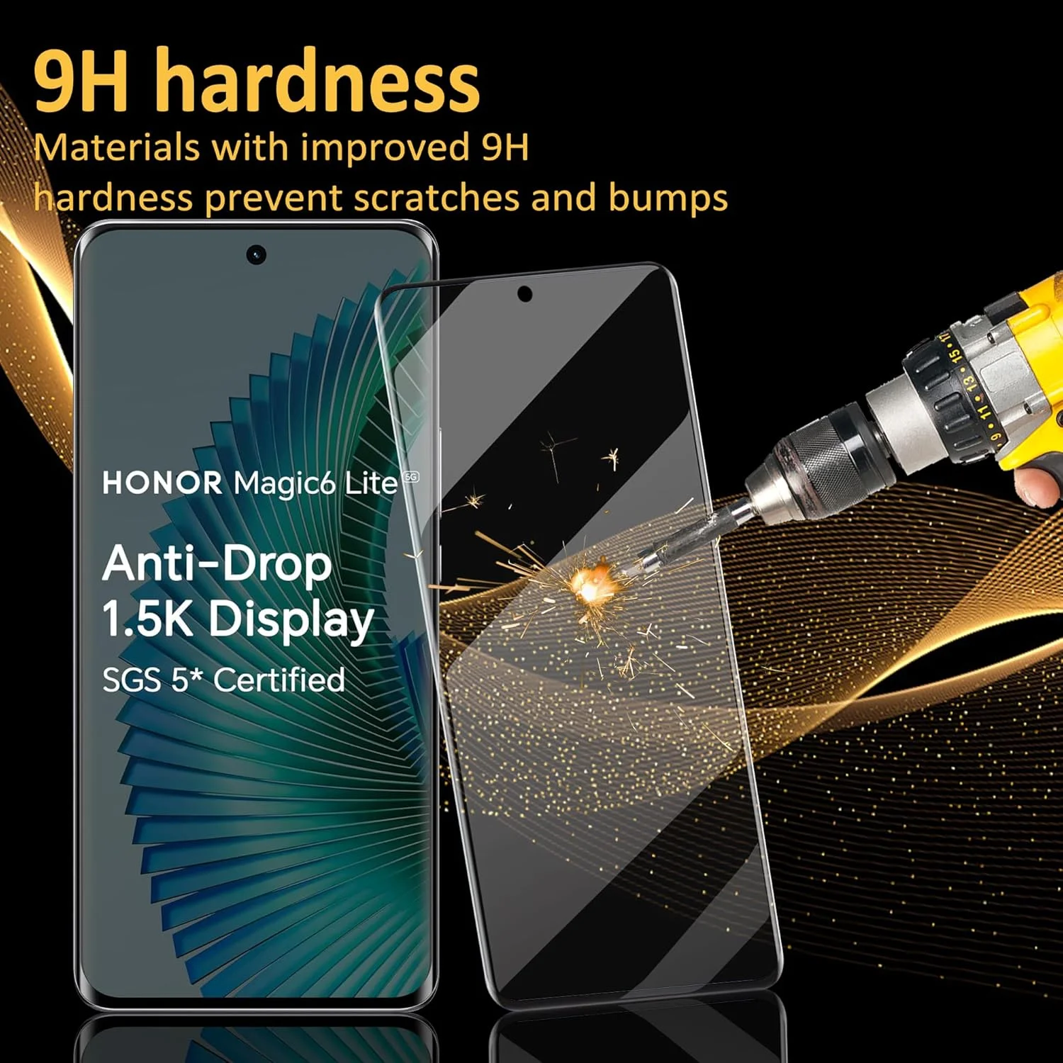 محافظ صفحه نمایش شیشه ای حرارت دیده برای گوشی آنر مجیک 6 لایت 5G، 2 عدد [6.78 اینچ] + محافظ لنز دوربین HD شفاف 2 عدد، سختی 9H، پشتیبانی از اثر انگشت اولتراسونیک، HD شفاف، برای آنر مجیک 6 لایت