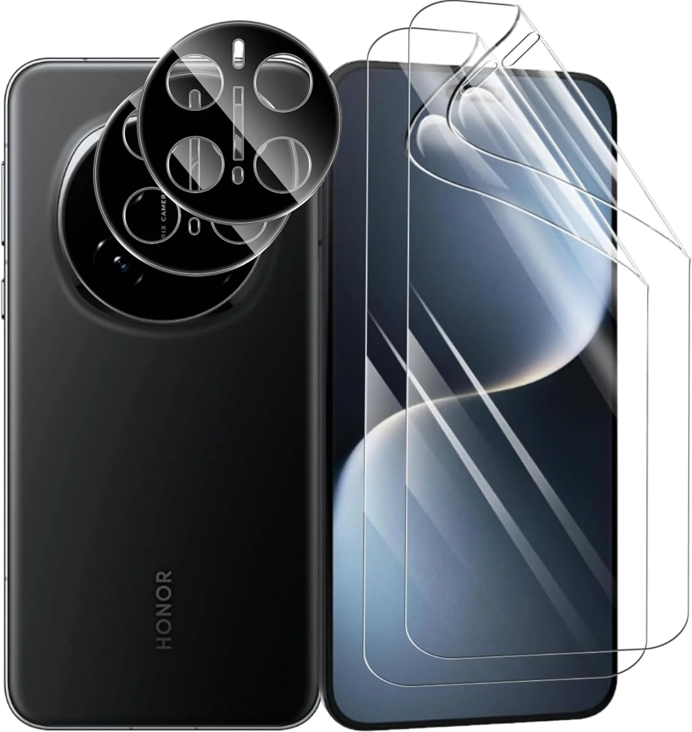 محافظ صفحه نمایش نرم TPU و محافظ لنز دوربین Vurtboly (بسته 2+2 عددی) سازگار با گوشی آنر مجیک 7 پرو 6.8 اینچ (مدل 2025)، مقاوم در برابر خش و بدون ایجاد حباب محافظ صفحه نمایش نرم TPU و محافظ لنز دوربین Vurtboly (بسته 2+2 عددی) سازگار با گوشی آنر مجیک 7 پرو 6.8 اینچ (مدل 2025)، مقاوم در برابر خش و بدون ایجاد حباب