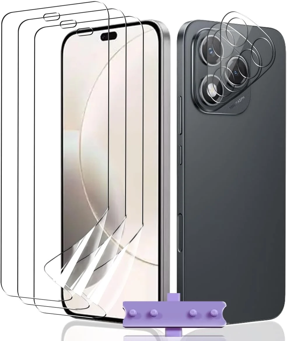 محافظ صفحه نمایش نرم TPU مدل Teenrpov 3+2 تکه برای گوشی Honor 400 Lite 5G [بدون شیشه حرارت دیده] + محافظ لنز دوربین شیشه حرارت دیده، محافظ صفحه نمایش ضد خش HD برای گوشی Honor 400 Lite 5G