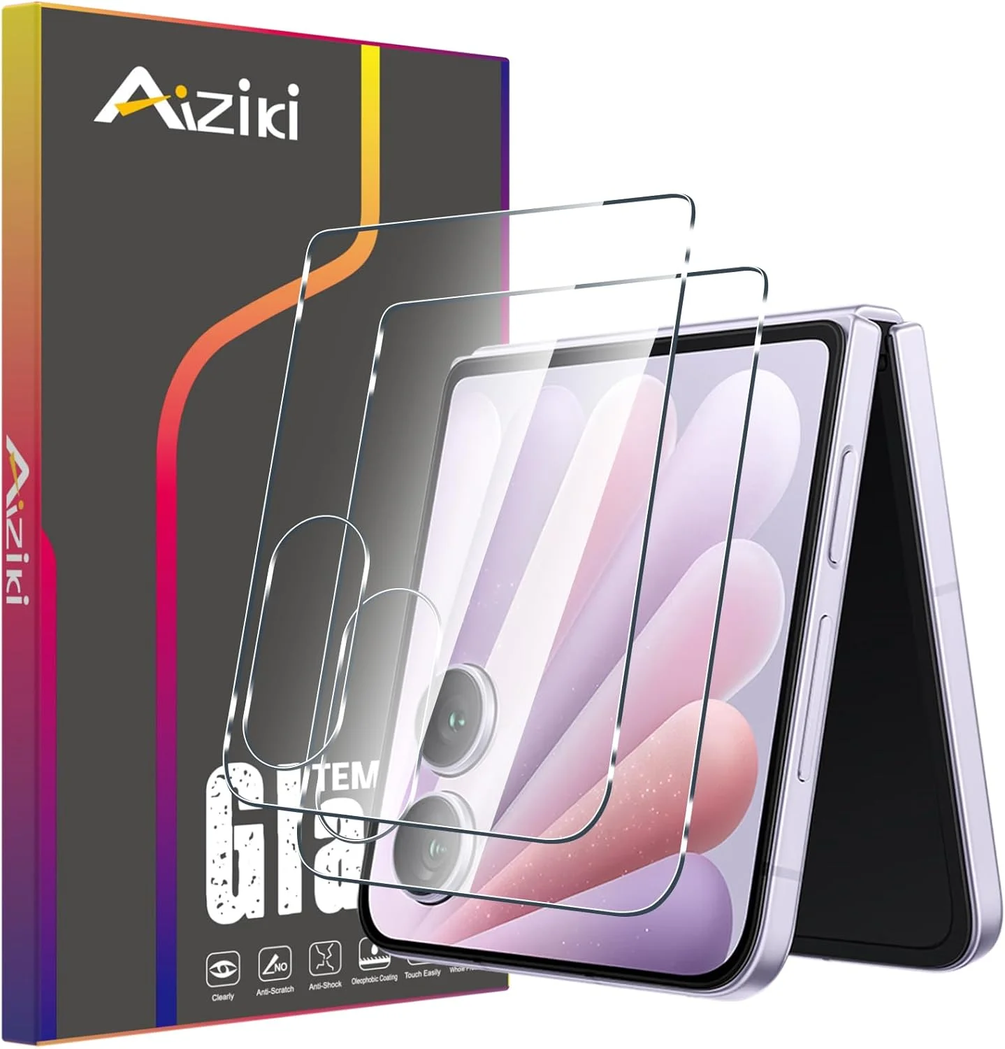 محافظ صفحه نمایش Aiziki [2 عدد] برای Honor Magic V Flip 2، 0.33 میلی متر فوق العاده شفاف، ضد اثر انگشت، بدون حباب، فوق العاده مقاوم، HD شفاف