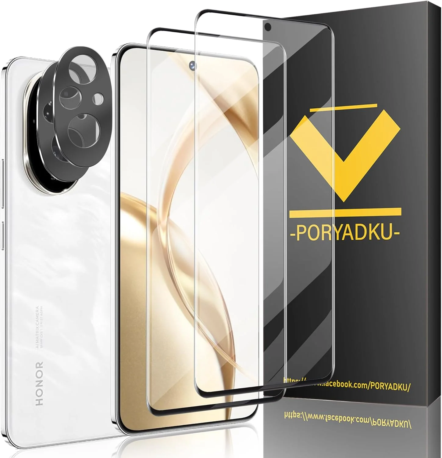 محافظ صفحه نمایش شیشه ای حرارت دیده برای گوشی آنر 200 5G، بسته 2 عددی [6.70 اینچ] + محافظ لنز دوربین HD شفاف، بسته 2 عددی، سختی 9H، سازگار با باز کردن قفل اثر انگشت، HD شفاف