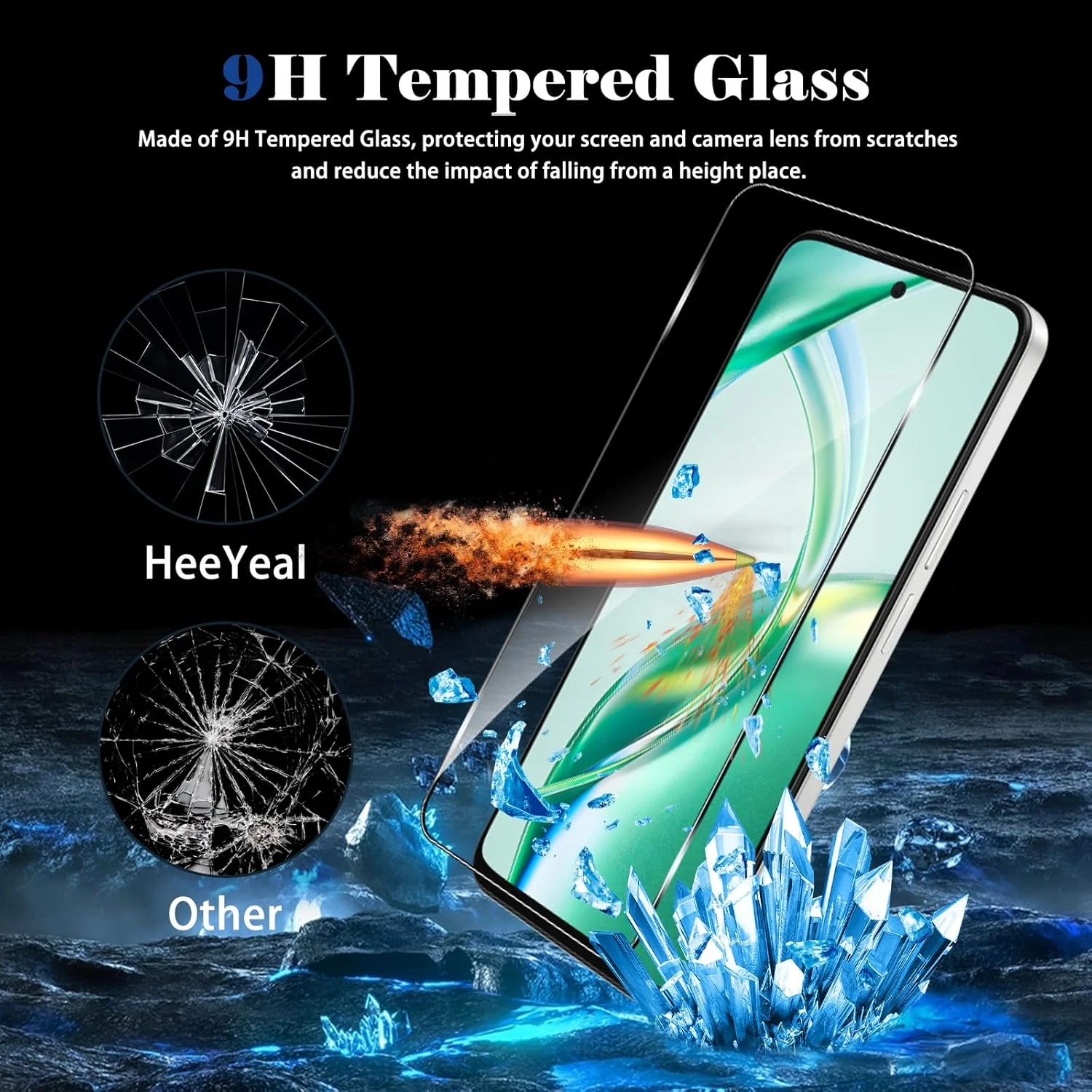 محافظ صفحه نمایش شیشه ای حرارت دیده HeeYeal سازگار با گوشی Honor 200 Smart 5G، [2 عدد] محافظ صفحه نمایش با سختی 9H، فوق العاده مقاوم در برابر خراش، محافظ صفحه نمایش شیشه ای HD برای گوشی Honor 200 Smart 5G