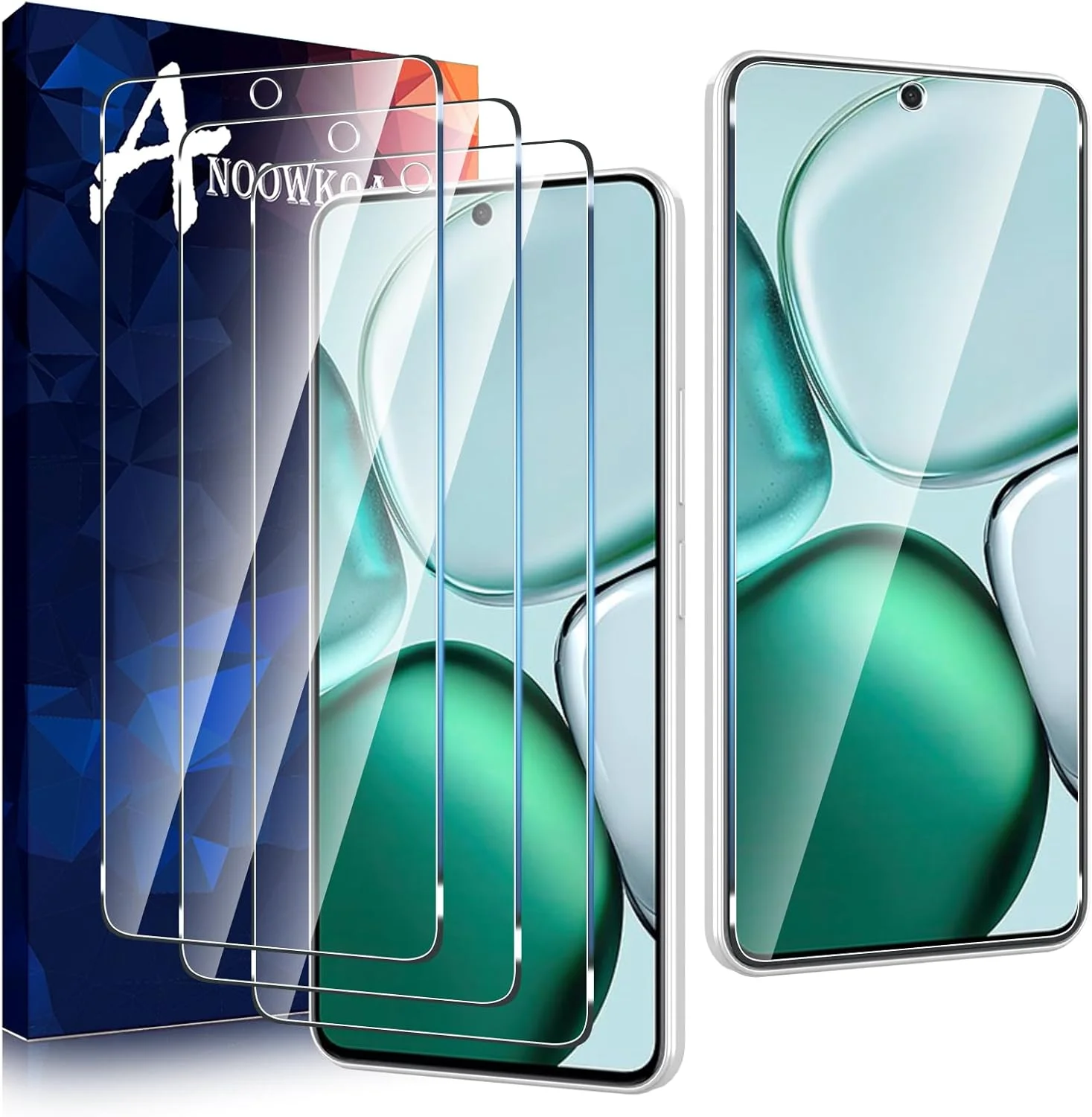 محافظ صفحه نمایش سه تکه Anoowkoa برای گوشی Honor X9c Smart 5G، شیشه حرارت دیده شفاف با پوشش کامل صفحه نمایش، سازگار با Honor X9c Smart