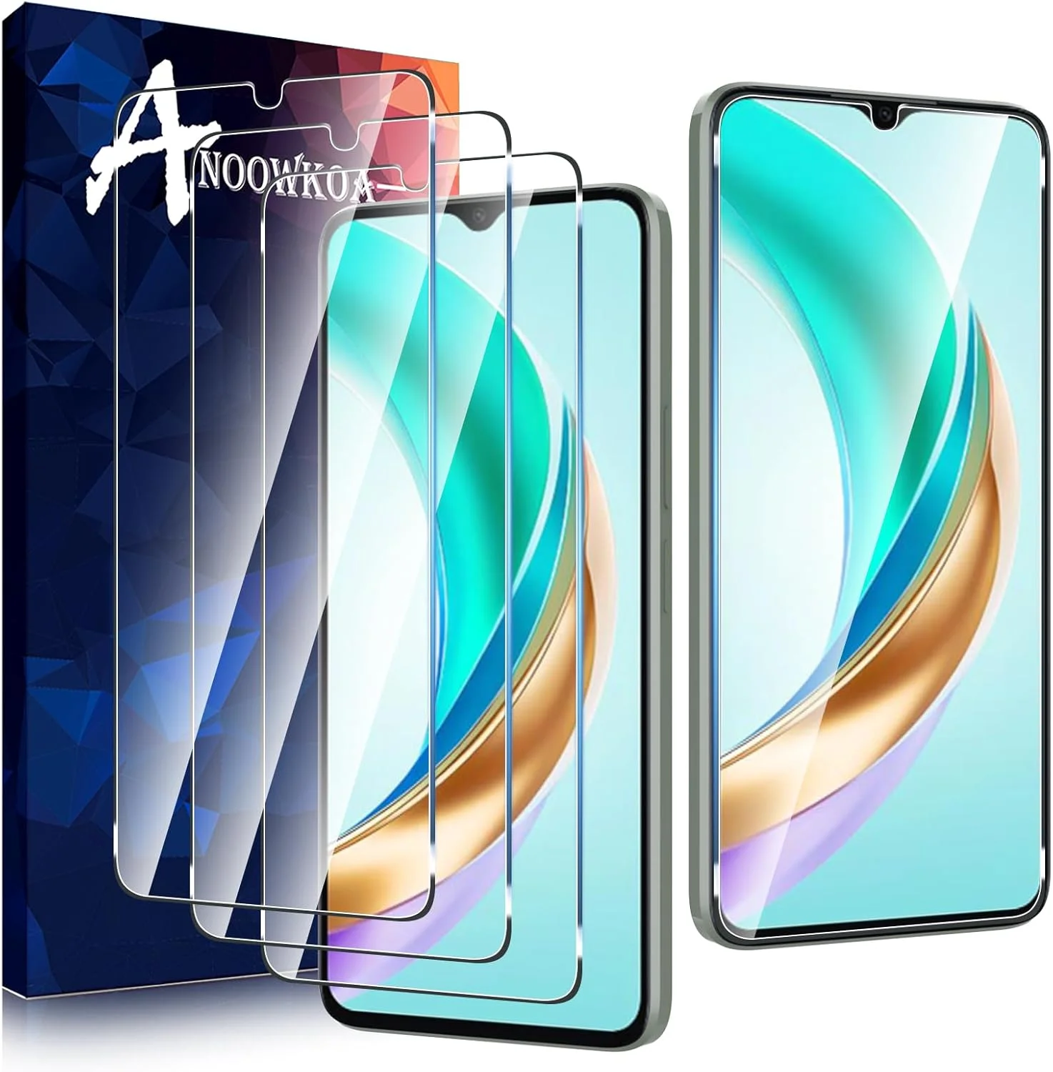 محافظ صفحه نمایش پریمیوم Anoowkoa بسته 3 عددی برای گوشی Honor X6b/Honor x6a، پوشش محافظ شیشه ای حرارت دیده - شیشه اصل - نصب فوق العاده آسان با یک فشار