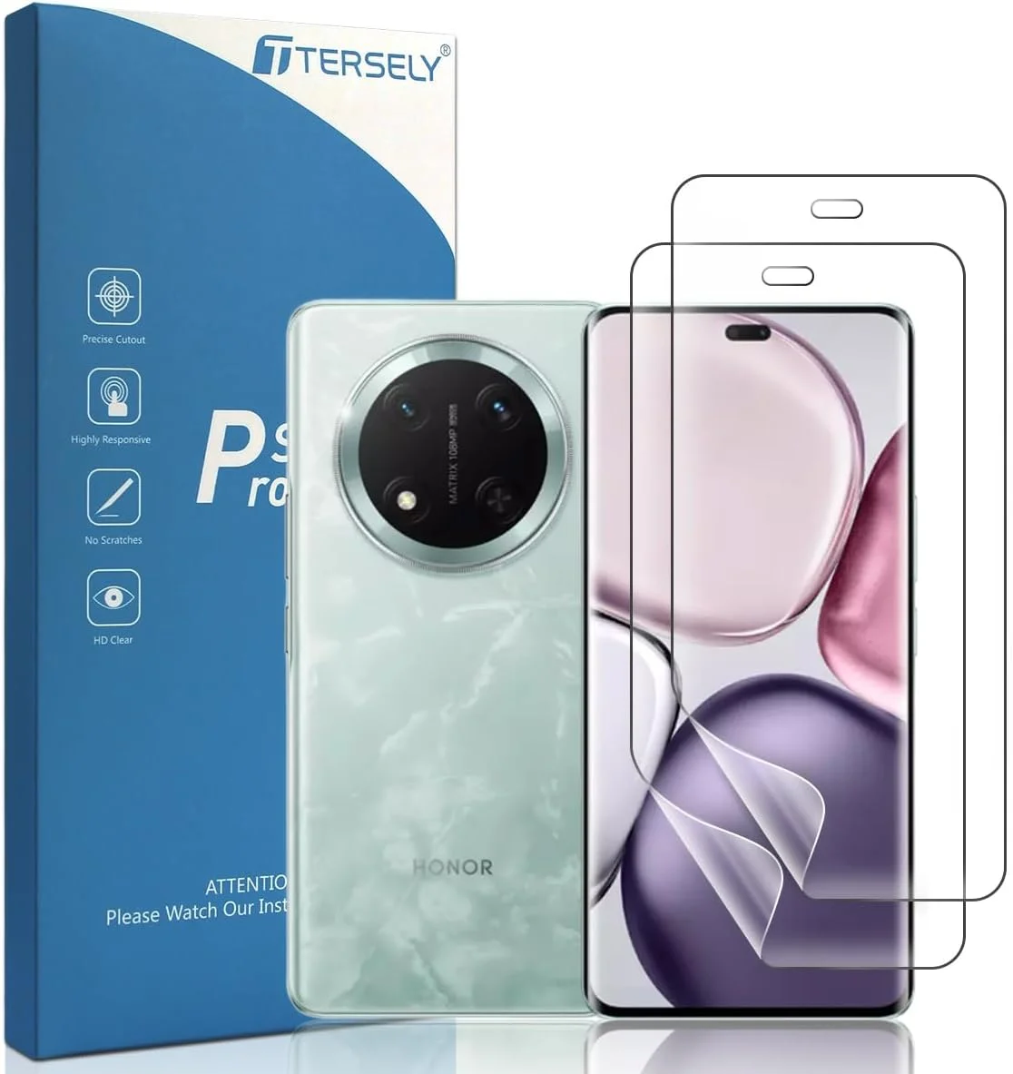 محافظ صفحه نمایش T Tersely [بسته 2 عددی] برای گوشی Honor X9c 5G، پوشش کامل هیدروژل Aqua HD شفاف ضد خش بدون حباب محافظ صفحه نمایش خود ترمیم شونده منحنی برای Honor X9c 5G