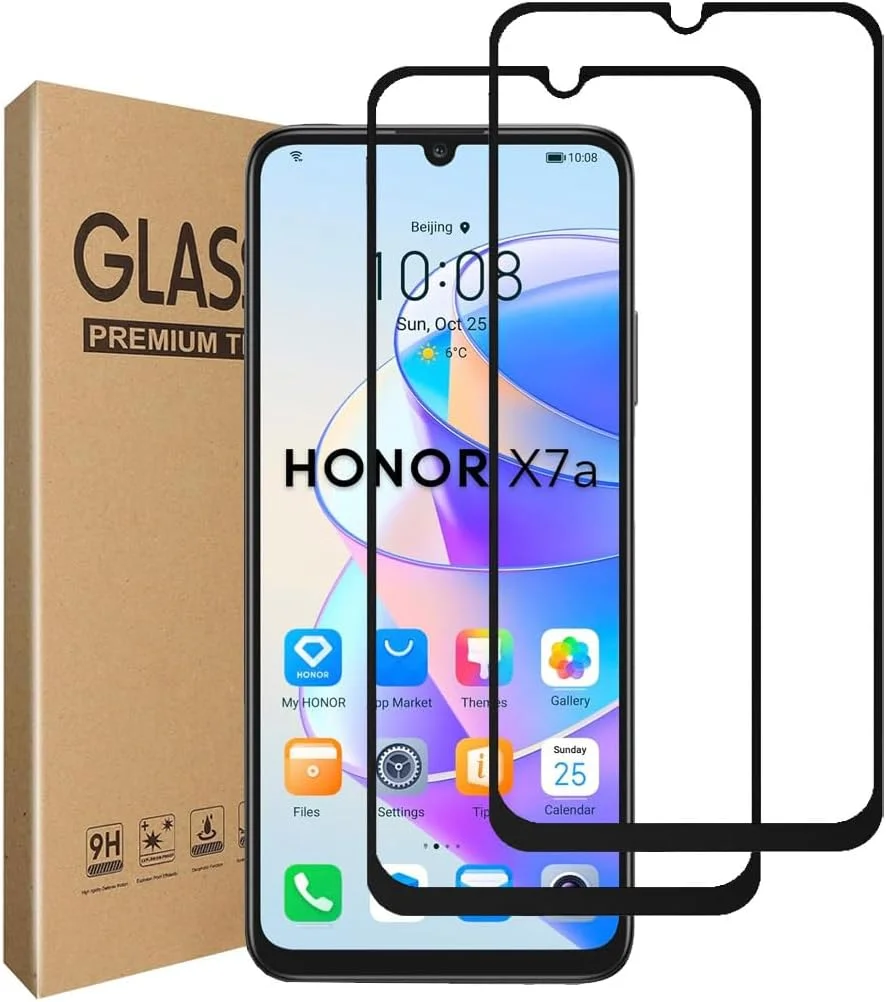 محافظ صفحه نمایش [دو عددی] jonlineuk برای گوشی آنر X7a، فیلم شیشه ای حرارت دیده، [سازگار با قاب][ضد خش][ضد خرد شدن] برای آنر X7a