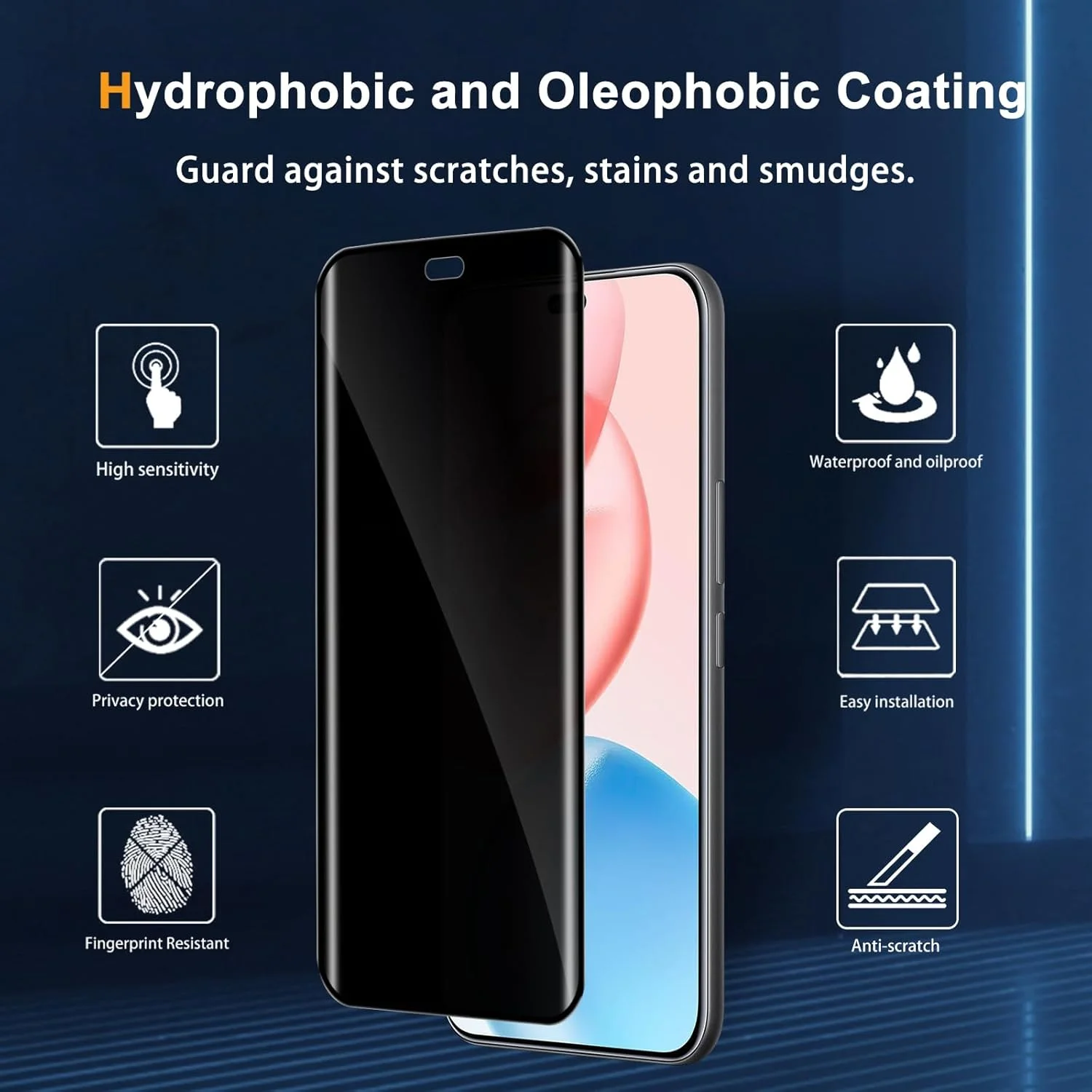 محافظ صفحه نمایش حریم خصوصی HeeYeal، به همراه محافظ لنز دوربین برای Honor 400 Pro 5G [بسته 2 + 2 عددی]، [ضد خش] [9H] فیلم شیشه ای حرارت دیده ضد جاسوسی برای Redmi Note 13 Pro+ 5G