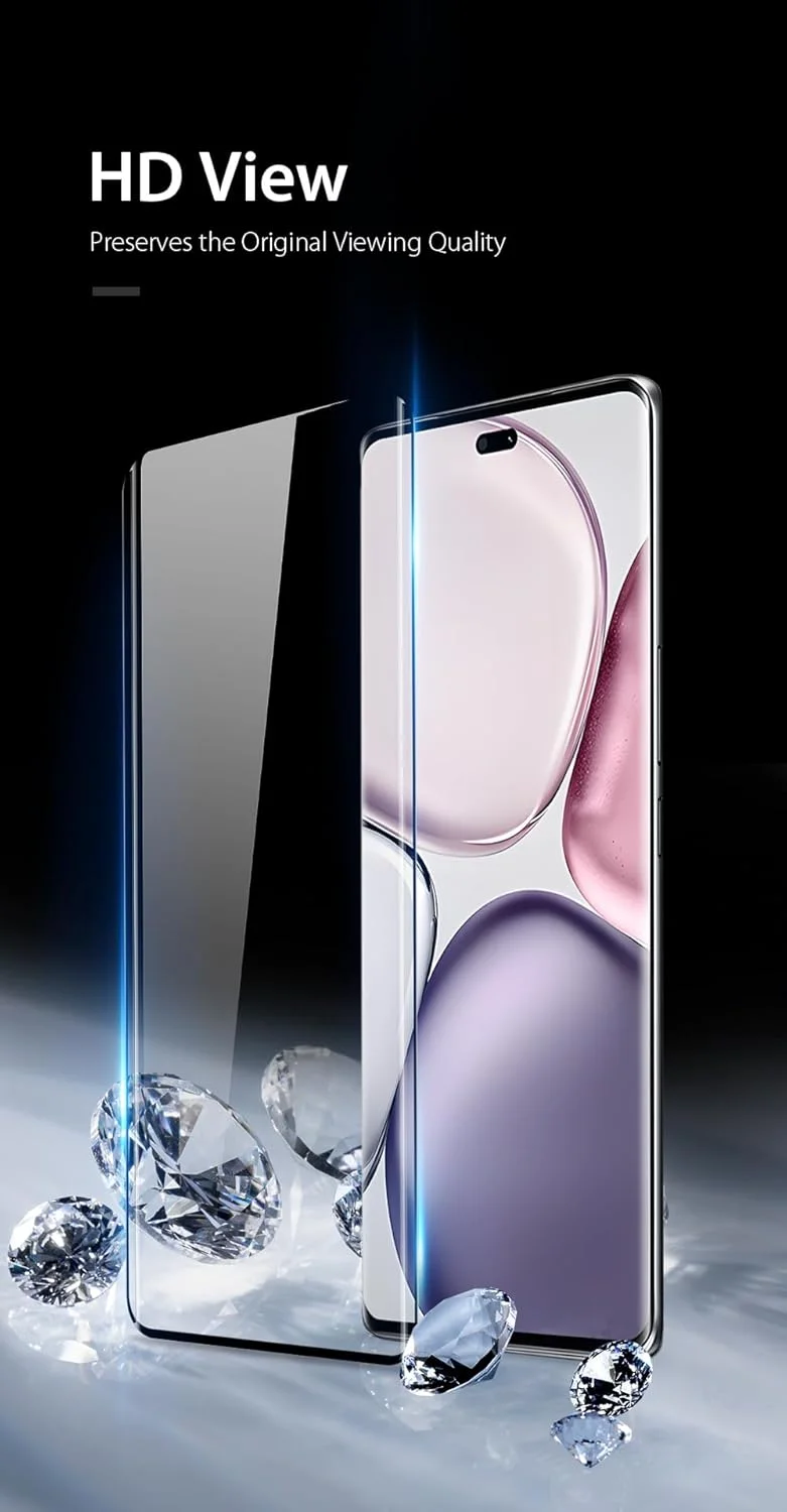 محافظ صفحه نمایش OIATROE [بسته 2 عددی] برای Honor X9c/X60 Pro، محافظ صفحه نمایش شیشه ای حرارت دیده ممتاز فوق العاده باریک HD 2.5D Pro-Fit - مشکی