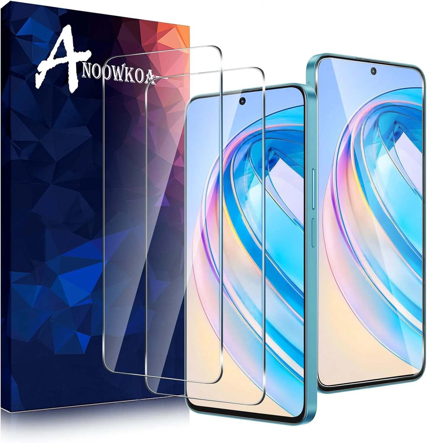 محافظ صفحه نمایش شیشه ای آنووکوا بسته 2 عددی برای گوشی آنر X8a، محافظ تمام صفحه شفاف سازگار با آنر X8a