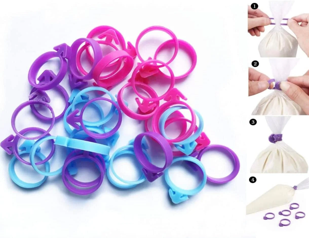 بست های کیسه شیرینی پزی ARNISION، بسته 40 عددی، بست های سیلیکونی کیسه آیسینگ، بست های قابل استفاده مجدد کیسه پایپینگ، گیره های تزئینی کیک و شیرینی پزی، شامل 5 رنگ. مناسب برای مهر و موم کردن کاپ کیک، کلوچه و شیرینی