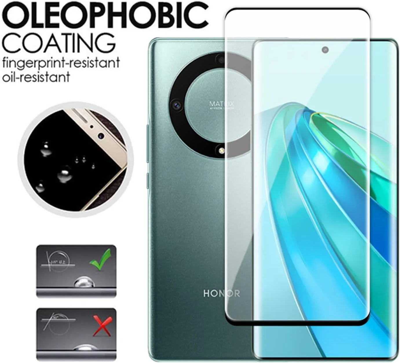 [بسته 2 عددی] محافظ صفحه نمایش شیشه ای حرارت دیده ZMONE برای گوشی Honor X9a، سختی 9H، وضوح بالا، پوشش کامل منحنی، مقاوم در برابر خش، بدون حباب، ضد اثر انگشت