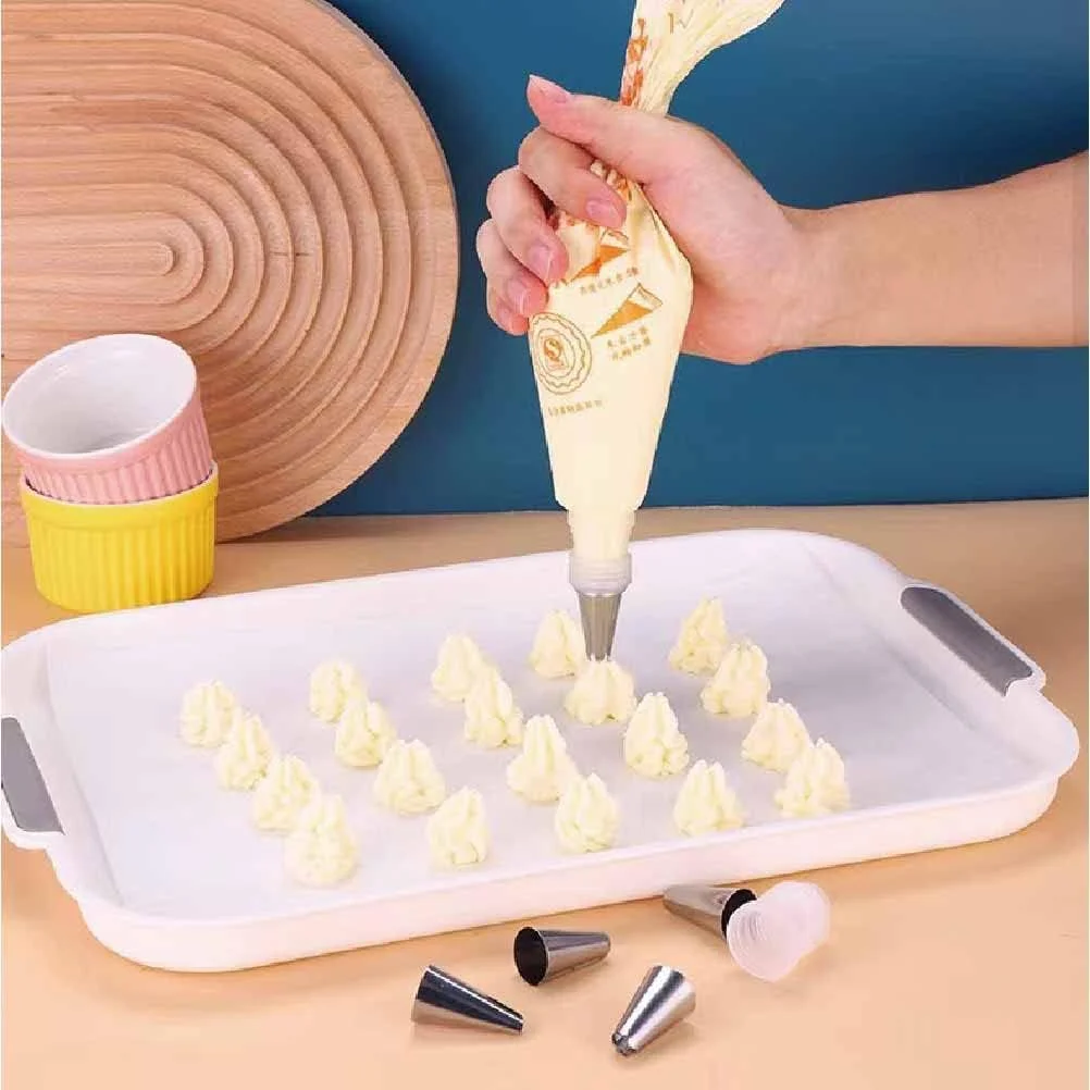 کیت لوازم تزئین کیک آنتایجی هوا 32 تکه، مجموعه کیسه و نوک خامه با 2 کیسه شیرینی پزی سیلیکونی قابل استفاده مجدد، لوازم پخت و پز کیت پایپینگ خامه