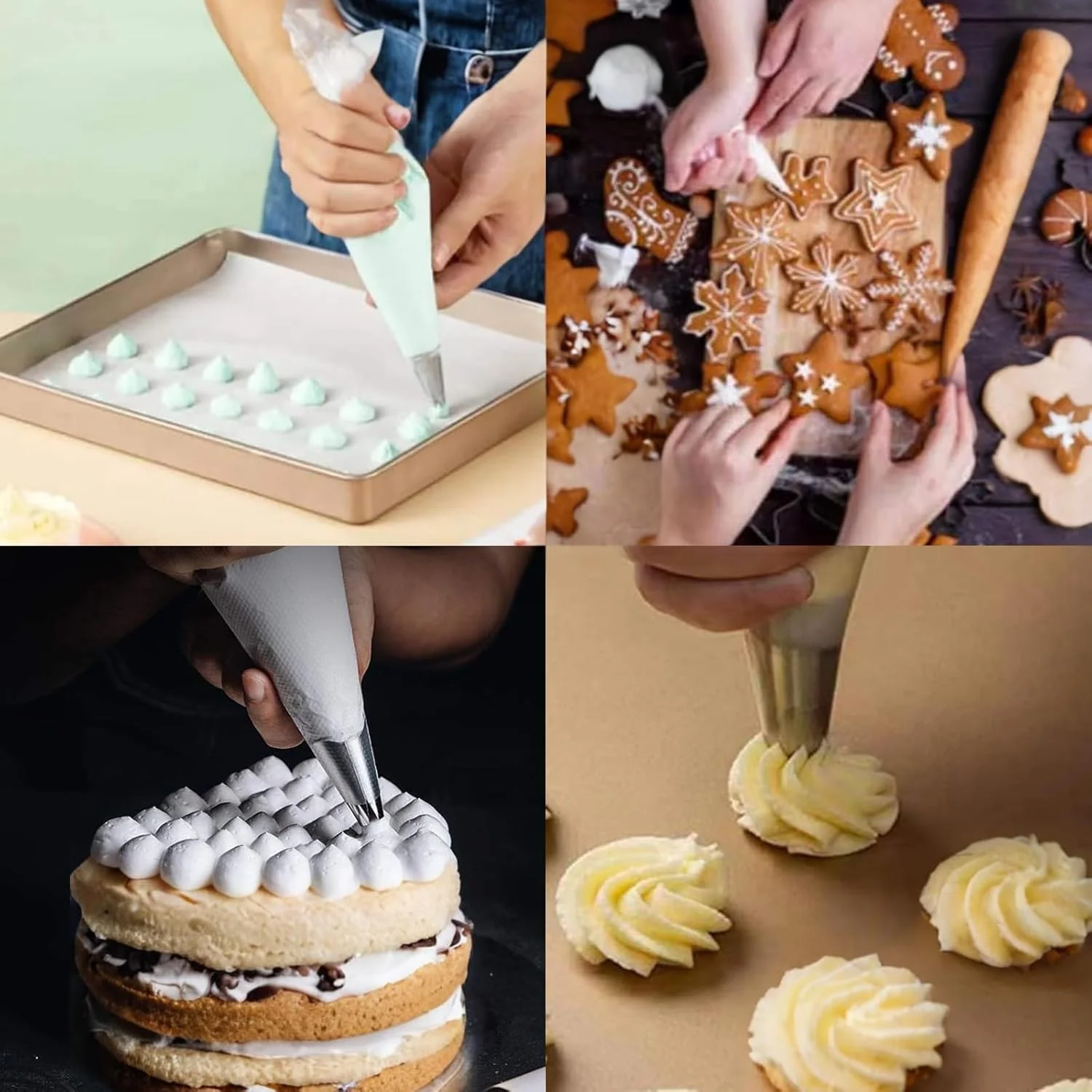 100 عدد کیسه قیف قنادی، کیسه های تزئین کیک 12 اینچی - ضد ترکیدگی، کیسه های شیرینی پزی ضد لغزش برای کیک، خامه، کلوچه | لوازم آشپزخانه و نانوایی 100 عدد کیسه قیف قنادی، کیسه های تزئین کیک 12 اینچی - ضد ترکیدگی، کیسه های شیرینی پزی ضد لغزش برای کیک، خامه، کلوچه | لوازم آشپزخانه و نانوایی