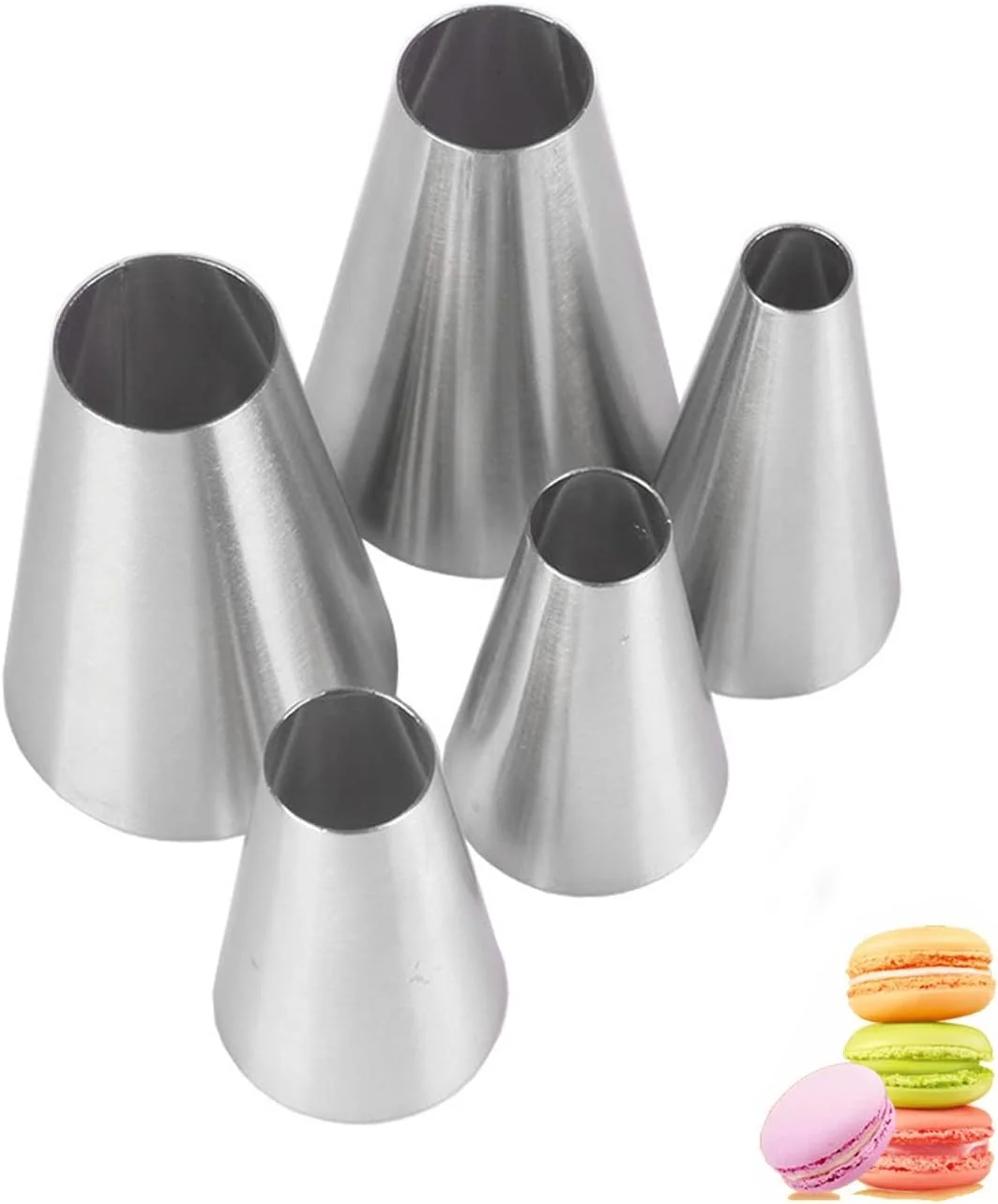 نازل های گرد بزرگ Aibakrs، مجموعه نازل های ماسوره ای برای ماکارون، نوک های یخ زدگی گرد، نازل های خامه ای برای تزیین کیک، کاپ کیک، کلوچه، لوازم پخت کیک، 5 عدد نازل های گرد بزرگ Aibakrs، مجموعه نازل های ماسوره ای برای ماکارون، نوک های یخ زدگی گرد، نازل های خامه ای برای تزیین کیک، کاپ کیک، کلوچه، لوازم پخت کیک، 5 عدد