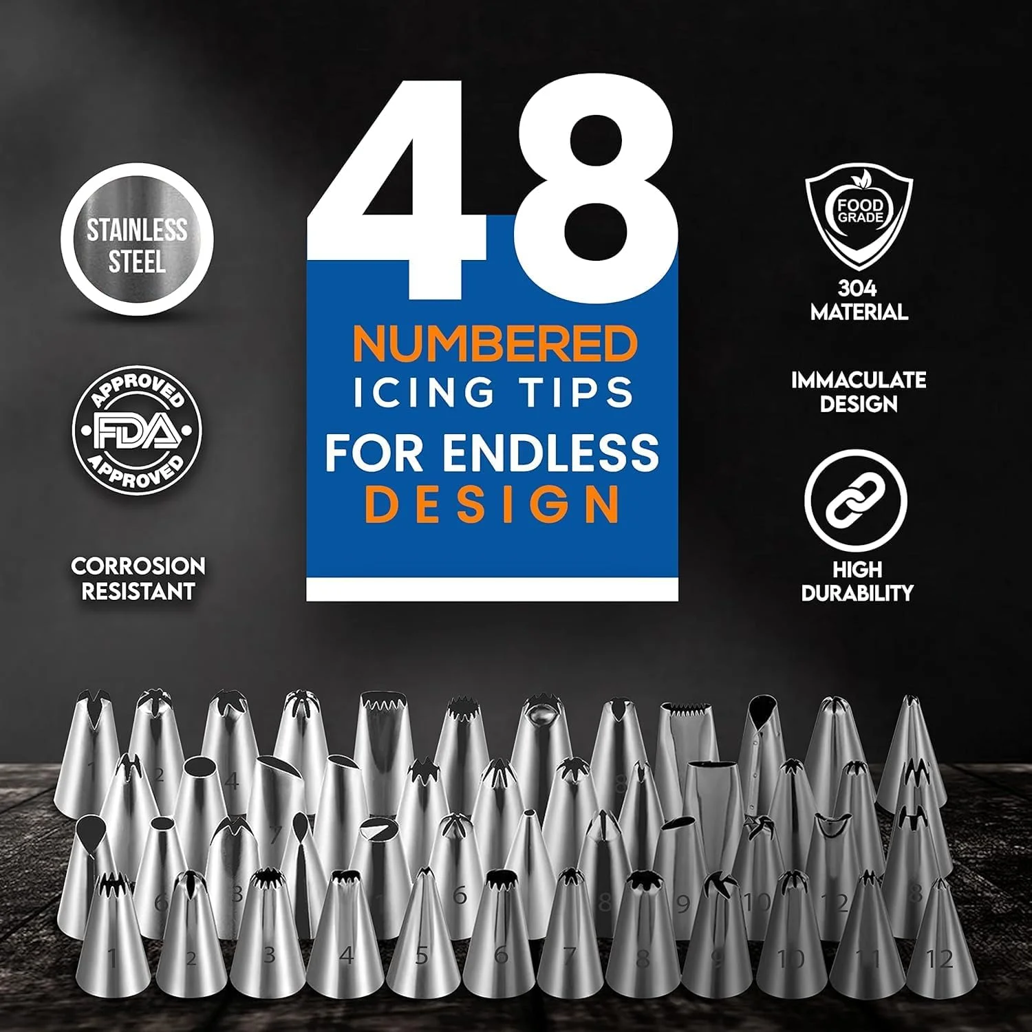 ست تزئین کیک 74 تکه AMERTEER - مجموعه قیف و ماسوره با 48 ماسوره استیل ضد زنگ، قیف شیرینی پزی سیلیکونی قابل استفاده مجدد، 20 قیف یکبار مصرف، رابط، پایه گل، قیچی و کتاب الکترونیکی ست تزئین کیک 74 تکه AMERTEER - مجموعه قیف و ماسوره با 48 ماسوره استیل ضد زنگ، قیف شیرینی پزی سیلیکونی قابل استفاده مجدد، 20 قیف یکبار مصرف، رابط، پایه گل، قیچی و کتاب الکترونیکی