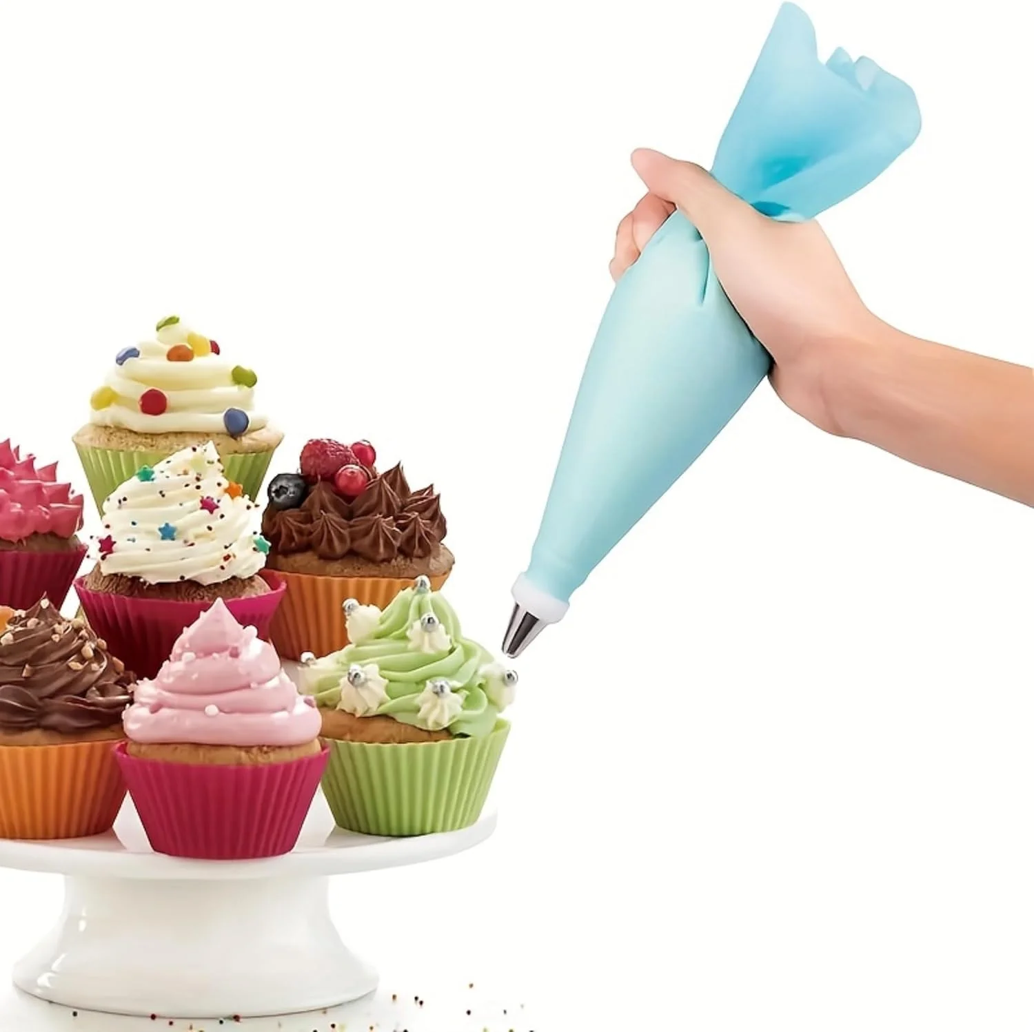 ست 10 تکه تزئین کیک: 6 ماسوره استیل ضد زنگ، کیسه شیرینی پزی EVA قابل استفاده مجدد و رابط - ایده آل برای کاپ کیک، کلوچه و دسر - ابزار ضروری برای پخت ست 10 تکه تزئین کیک: 6 ماسوره استیل ضد زنگ، کیسه شیرینی پزی EVA قابل استفاده مجدد و رابط - ایده آل برای کاپ کیک، کلوچه و دسر - ابزار ضروری برای پخت