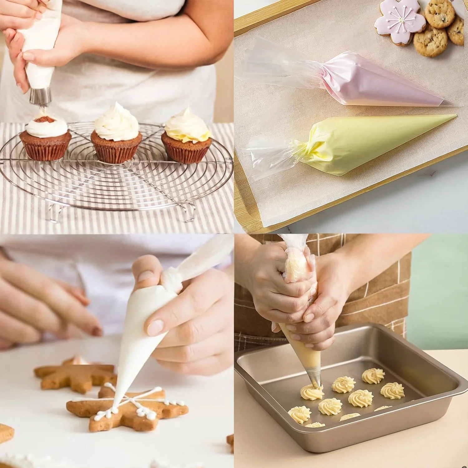 100 عدد کیسه قیف قنادی، کیسه های تزئین کیک 12 اینچی - ضد ترکیدگی، کیسه های شیرینی پزی ضد لغزش برای کیک، خامه، کلوچه | لوازم آشپزخانه و نانوایی 100 عدد کیسه قیف قنادی، کیسه های تزئین کیک 12 اینچی - ضد ترکیدگی، کیسه های شیرینی پزی ضد لغزش برای کیک، خامه، کلوچه | لوازم آشپزخانه و نانوایی