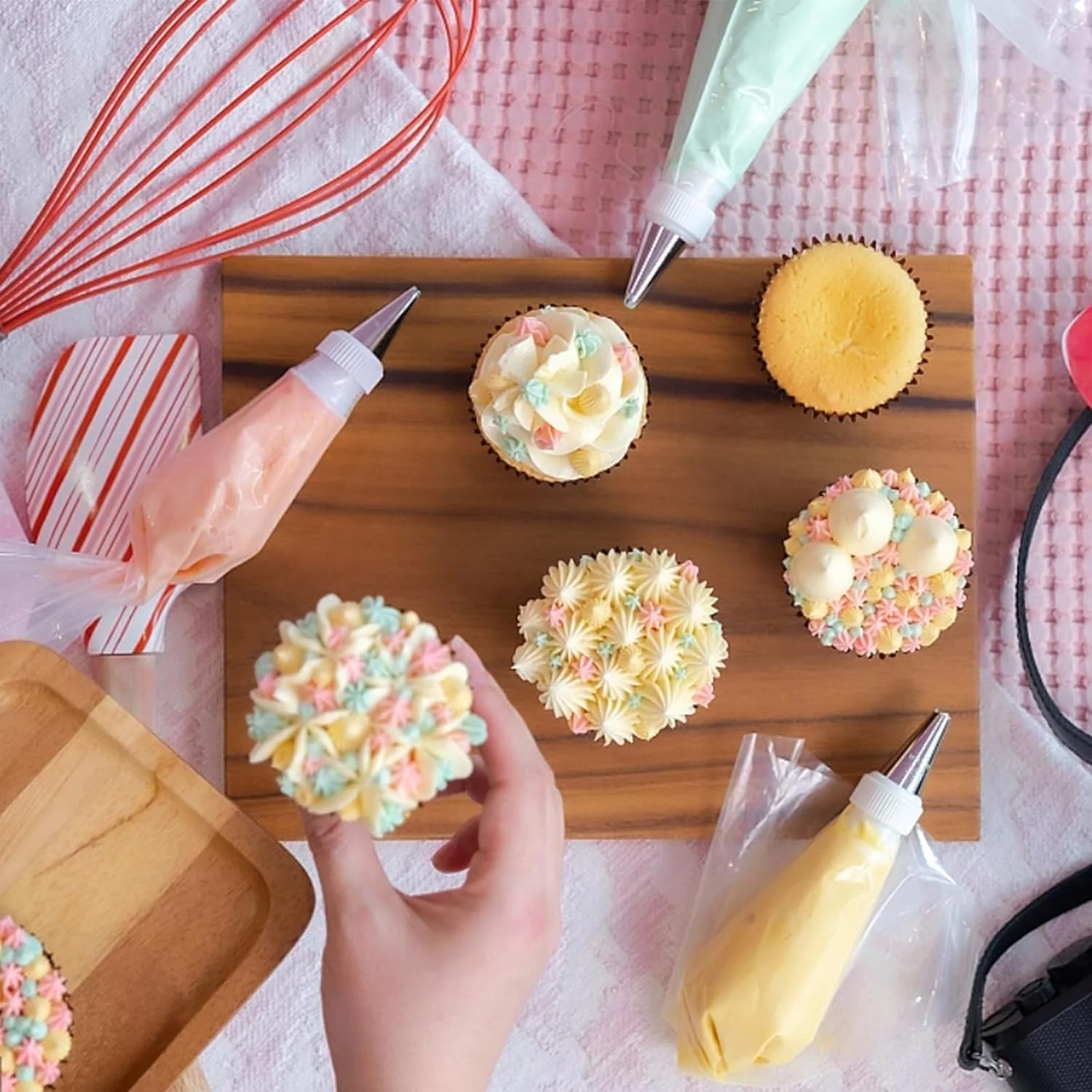 600 عدد کیسه قیف قنادی، کیسه های خامه و شیرینی پزی، کیسه های قیف بدون نوک برای رویال آیسینگ، ضخیم، ضد لغزش و ضد ترکیدگی لوازم تزئین کیک و شیرینی (27x25x17 سانتی متر)