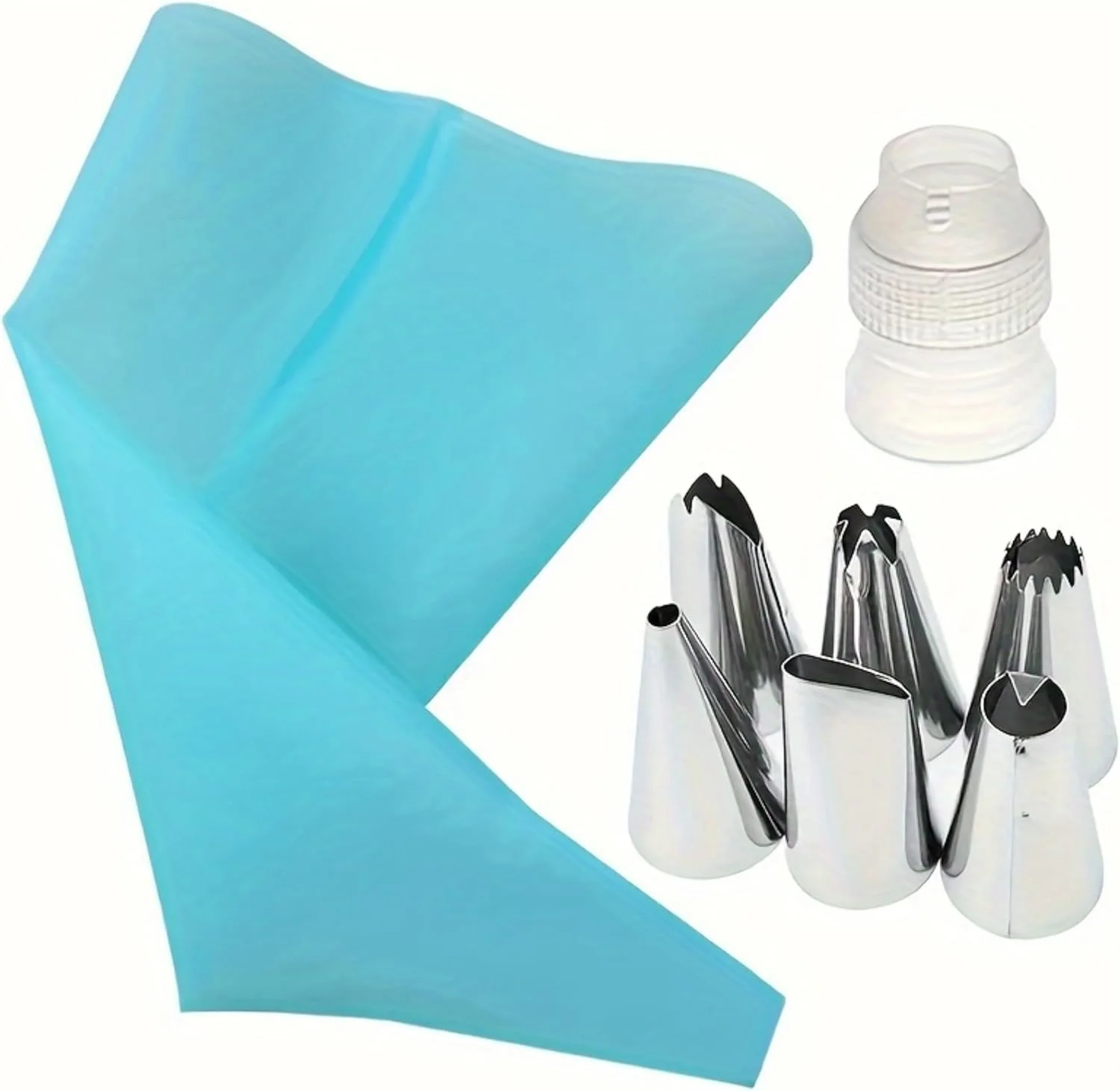 ست 10 تکه تزئین کیک: 6 ماسوره استیل ضد زنگ، کیسه شیرینی پزی EVA قابل استفاده مجدد و رابط - ایده آل برای کاپ کیک، کلوچه و دسر - ابزار ضروری برای پخت ست 10 تکه تزئین کیک: 6 ماسوره استیل ضد زنگ، کیسه شیرینی پزی EVA قابل استفاده مجدد و رابط - ایده آل برای کاپ کیک، کلوچه و دسر - ابزار ضروری برای پخت