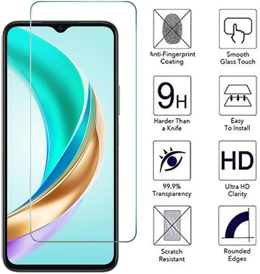 محافظ صفحه نمایش شیشه ای حرارت دیده با کیفیت عالی KP TECHNOLOGY (بسته 2 عددی) Honor X6b، شیشه ضد شکست با شفافیت بالا برای Honor X6b