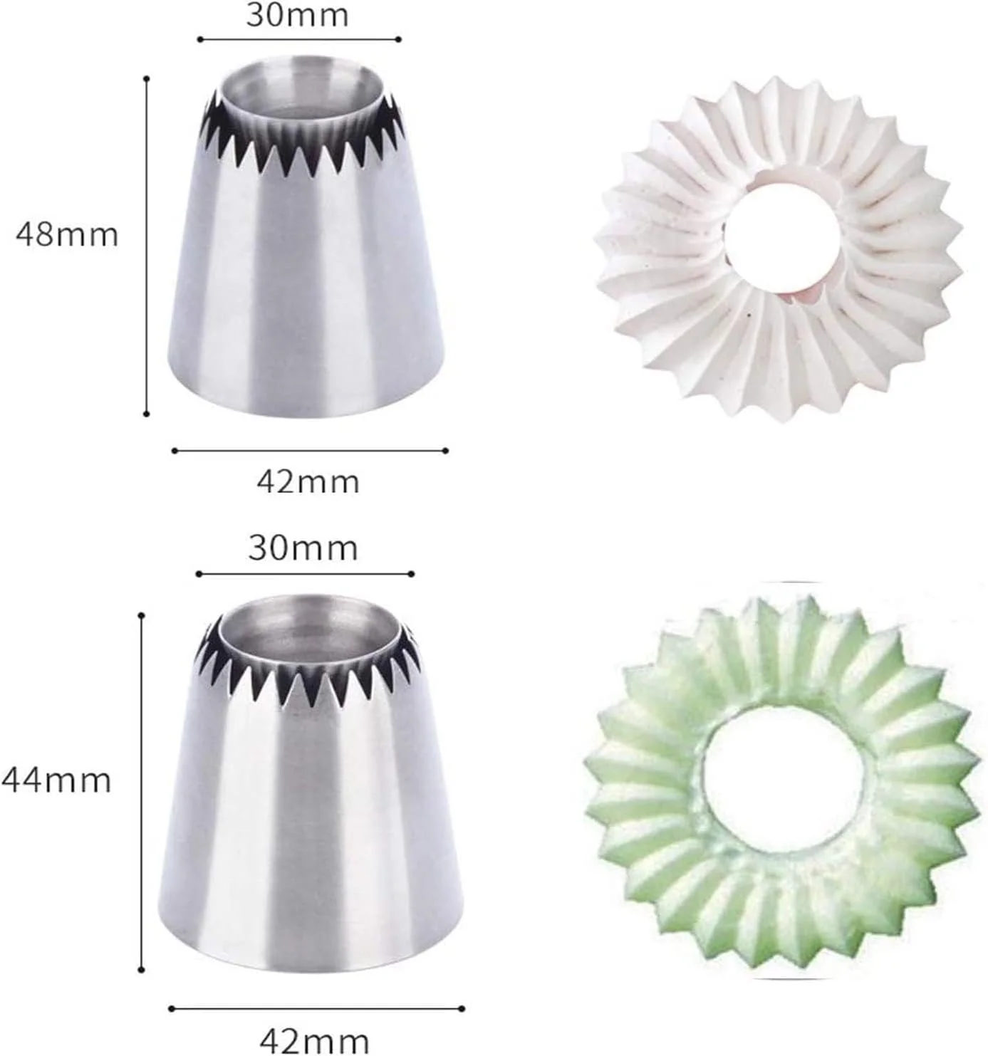 ست ۴ عددی قیف خامه زن استیل ممتاز - نازل های تزئینی بسیار بزرگ برای طراحی های حرفه ای کیک، کاپ کیک، کلوچه و شیرینی - ابزارهای ضروری پخت برای ارائه بی نقص دسر ست ۴ عددی قیف خامه زن استیل ممتاز - نازل های تزئینی بسیار بزرگ برای طراحی های حرفه ای کیک، کاپ کیک، کلوچه و شیرینی - ابزارهای ضروری پخت برای ارائه بی نقص دسر