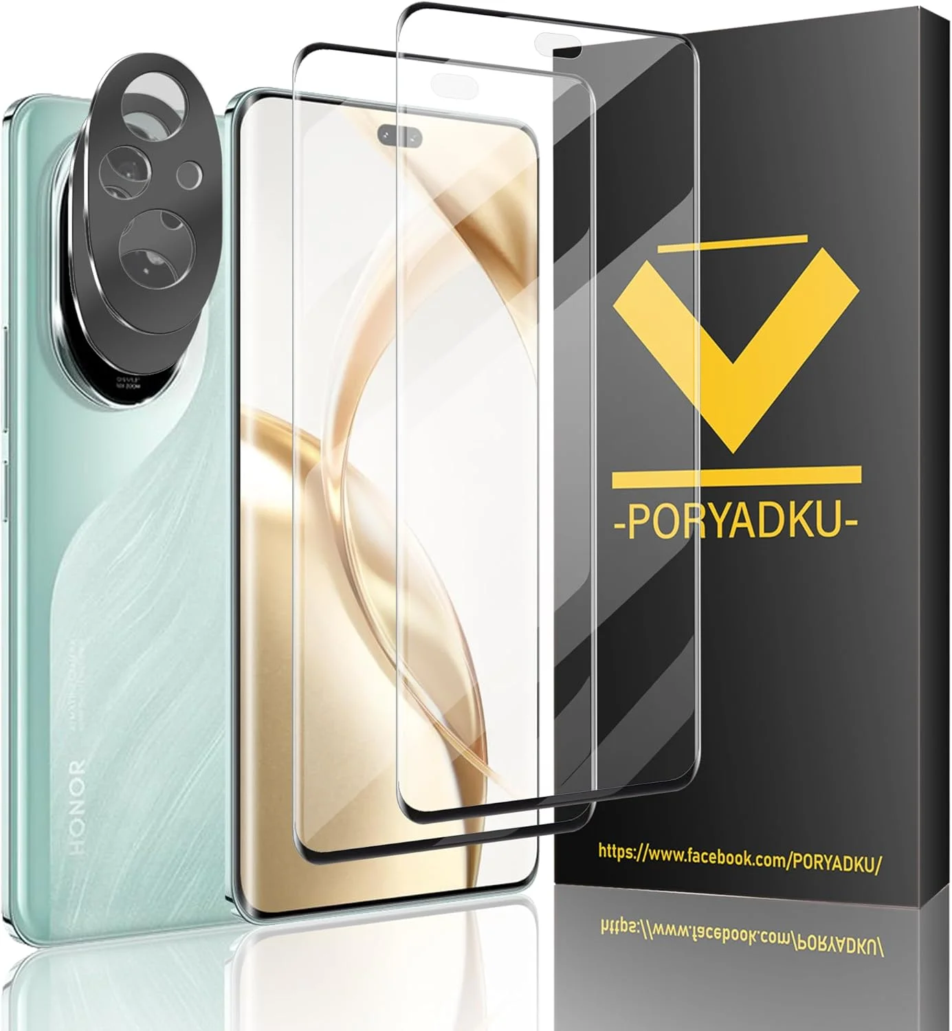 محافظ صفحه نمایش شیشه ای حرارت دیده برای گوشی Honor 200 Pro، بسته 2 عددی [6.78 اینچ] + محافظ لنز دوربین HD شفاف، بسته 2 عددی، سختی 9H، سازگار با باز کردن قفل اثر انگشت، HD شفاف