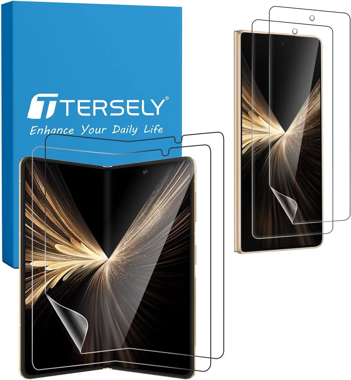 محافظ صفحه نمایش T Tersely [بسته 2+2 عددی] برای گوشی Honor Magic V5، شامل 2 عدد محافظ صفحه نمایش هیدروژل TPU جلو + 2 عدد محافظ صفحه نمایش هیدروژل TPU داخلی