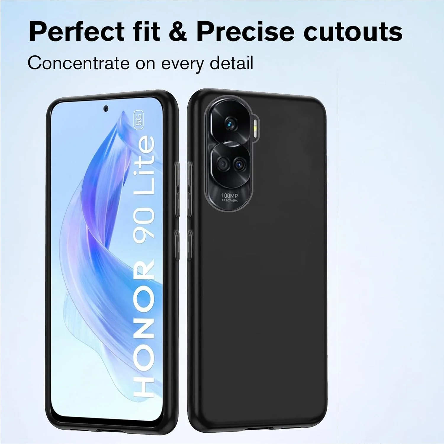 کاور گوشی HuiYouMY [3 در 1] سازگار با Honor 90 Lite به همراه 2 عدد محافظ صفحه نمایش شیشه ای حرارت دیده برای Honor 90 Lite، کاور باریک و نرم TPU ضد ضربه و ضد خش - سرمه ای