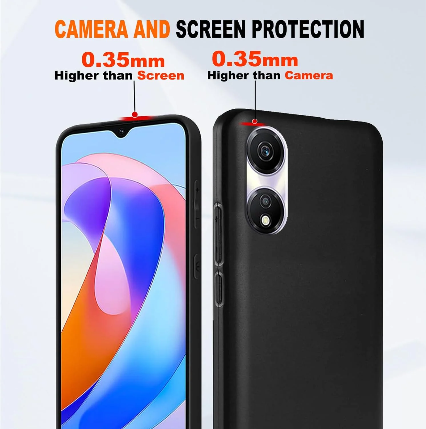 محافظ صفحه نمایش شیشه ای حرارت دیده برای گوشی Honor X5 Plus، قاب محافظ سبک وزن، کاور نرم TPU، قاب سیلیکونی لاستیکی گوشی، شیشه محافظ 9H، مشکی محافظ صفحه نمایش شیشه ای حرارت دیده برای گوشی Honor X5 Plus، قاب محافظ سبک وزن، کاور نرم TPU، قاب سیلیکونی لاستیکی گوشی، شیشه محافظ 9H، مشکی