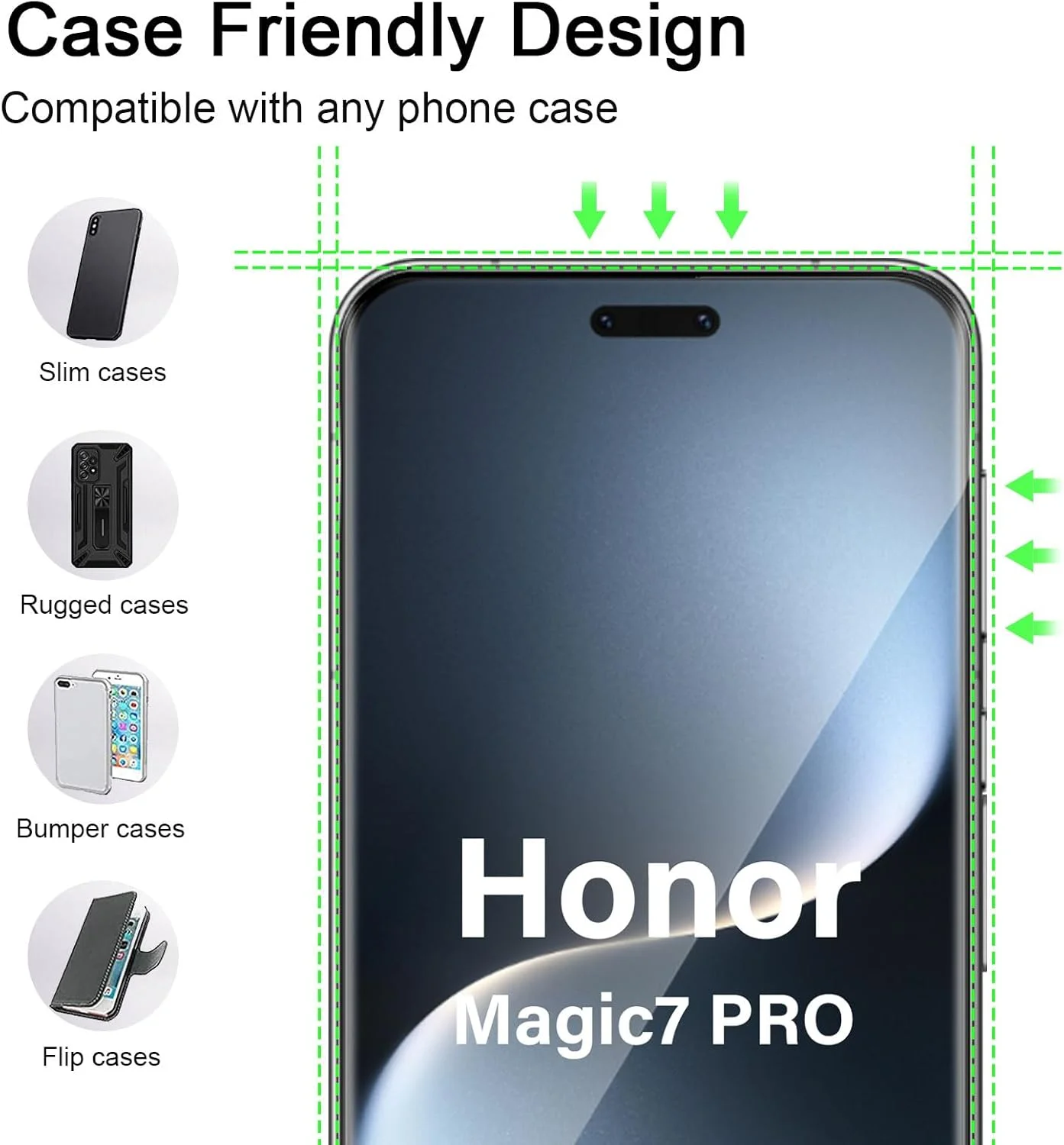 محافظ صفحه نمایش TUTUO سازگار با گوشی آنر مجیک 7 پرو / Magic7 Pro، [بسته 2+2 عددی] شیشه حرارت دیده سه بعدی + محافظ لنز دوربین، فیلم شیشه حرارت دیده شفاف HD با سختی 9H [ضد خش] [بدون حباب]
