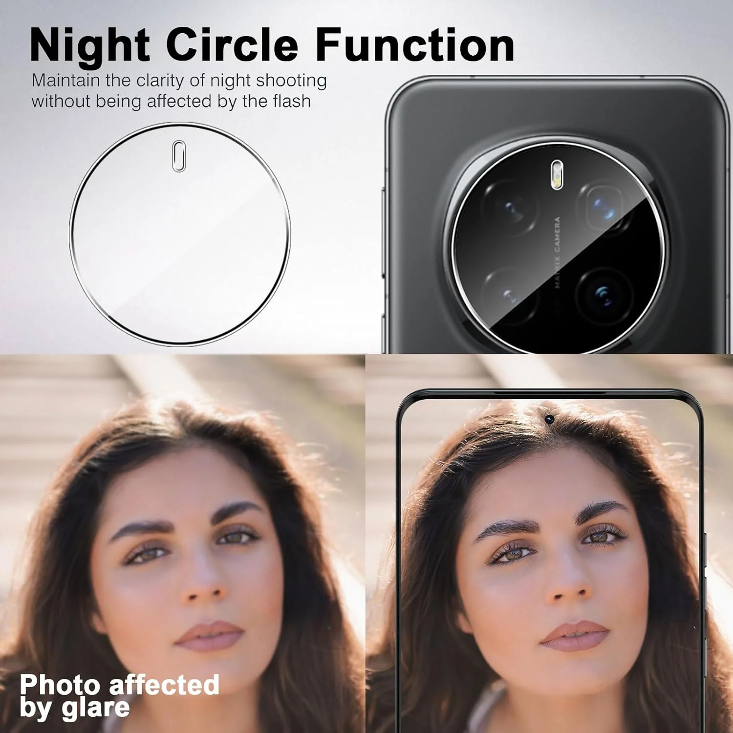 محافظ صفحه نمایش TUTUO سازگار با گوشی آنر مجیک 7 پرو / Magic7 Pro، [بسته 2+2 عددی] شیشه حرارت دیده سه بعدی + محافظ لنز دوربین، فیلم شیشه حرارت دیده شفاف HD با سختی 9H [ضد خش] [بدون حباب]