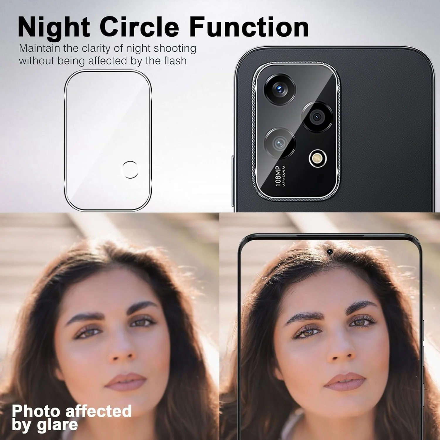 محافظ صفحه نمایش شیشه ای حرارت دیده TUTUO [بسته 2+2] سازگار با HONOR 200 Lite + محافظ لنز دوربین، سختی 9H HD [بدون حباب][ضد خش] فیلم شیشه ای حرارت دیده شفاف