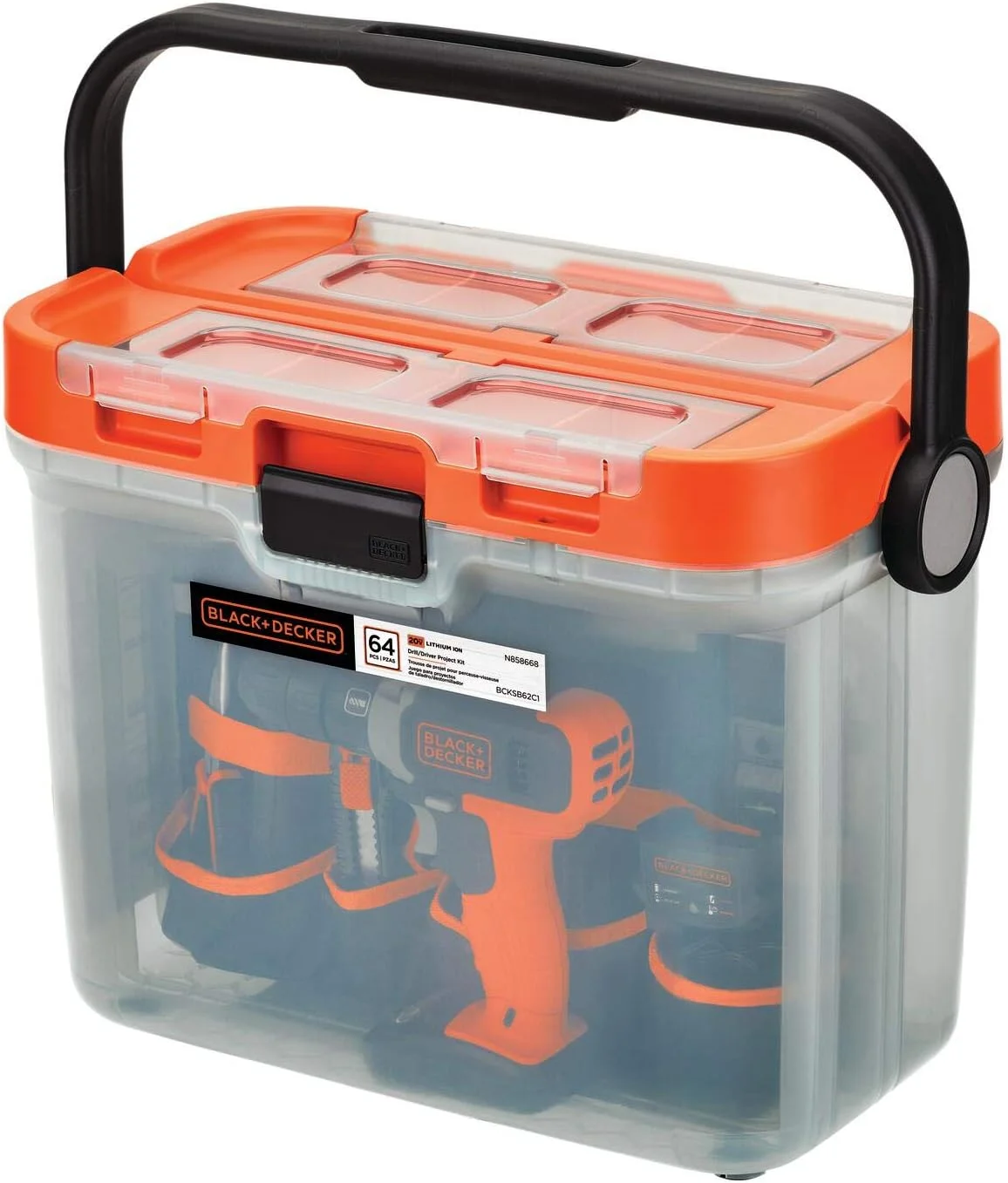 دریل 20 ولت مکس بلک اند دکر مدل BCKSB62C1 به همراه جعبه ابزار 66 تکه ای مناسب برای پروژه های خانگی