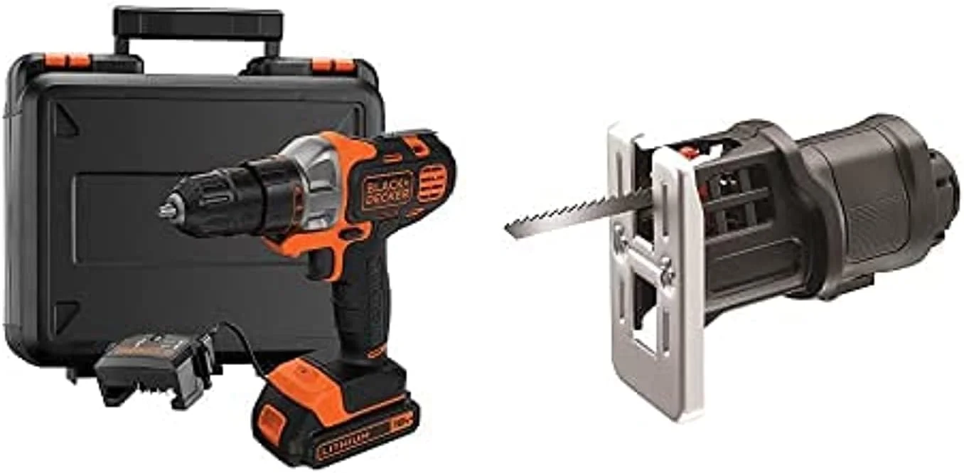 Black & Decker 18V 1.5Ah 10Mm Li-Ion Cordless Multi-Evo Multitool Starter Kit With Drill Driver Head For Home, Office & Work Diy Needs + Multi-Evo Multitool Jigsaw Attachment