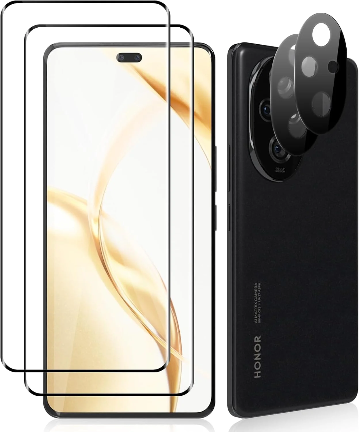 محافظ صفحه نمایش HeeYeal + محافظ لنز دوربین سازگار با Honor 200 Pro، [2+2 عدد] سختی 9H، HD، شیشه حرارت دیده ضد خش، شیشه حرارت دیده برای Honor 200 Pro