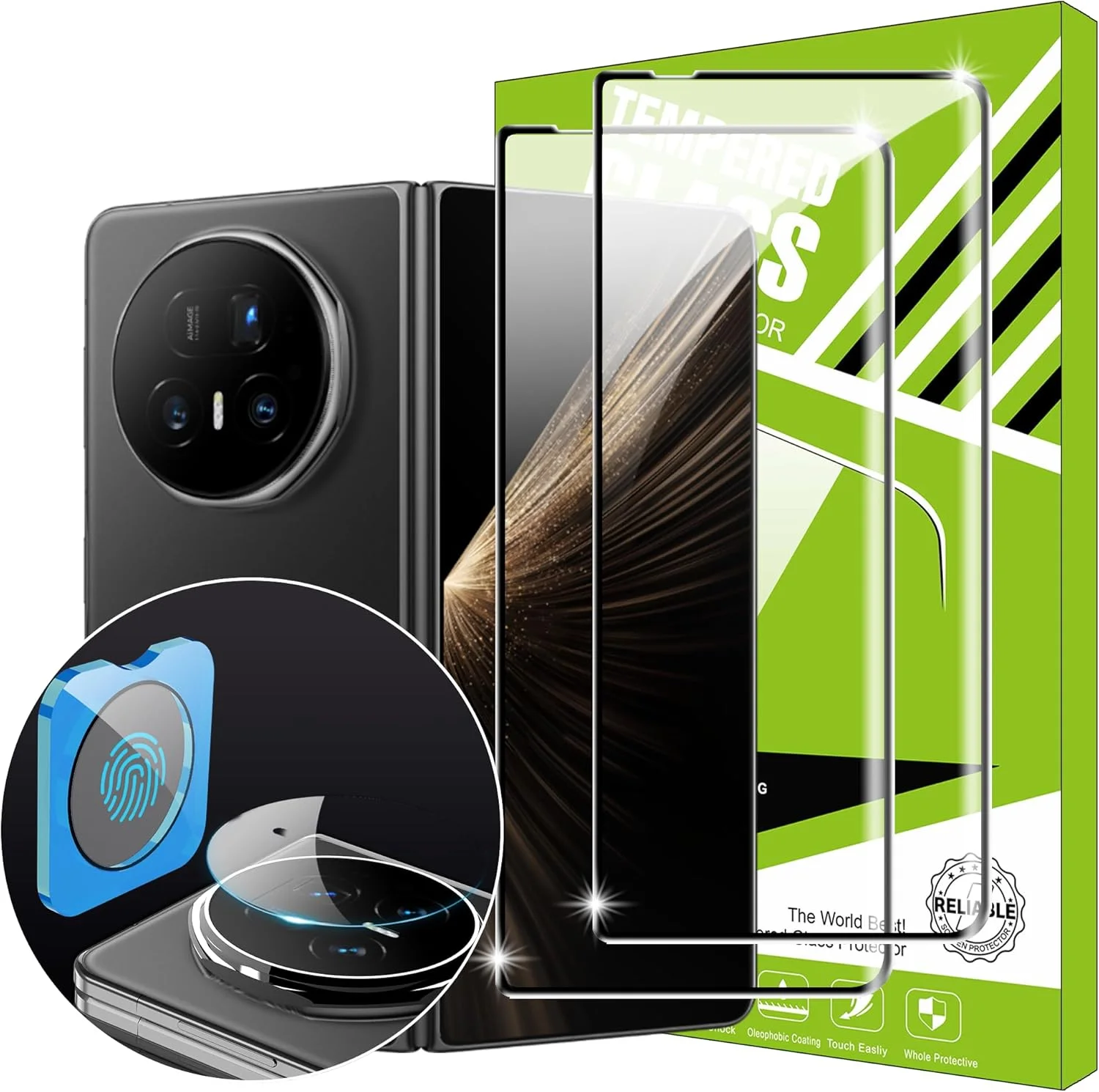 محافظ صفحه نمایش Lemxiee برای گوشی Honor Magic V5 شیشه حرارت دیده [2+1 تکه] محافظت از دوربین + محافظ صفحه نمایش با سختی HD 9H
