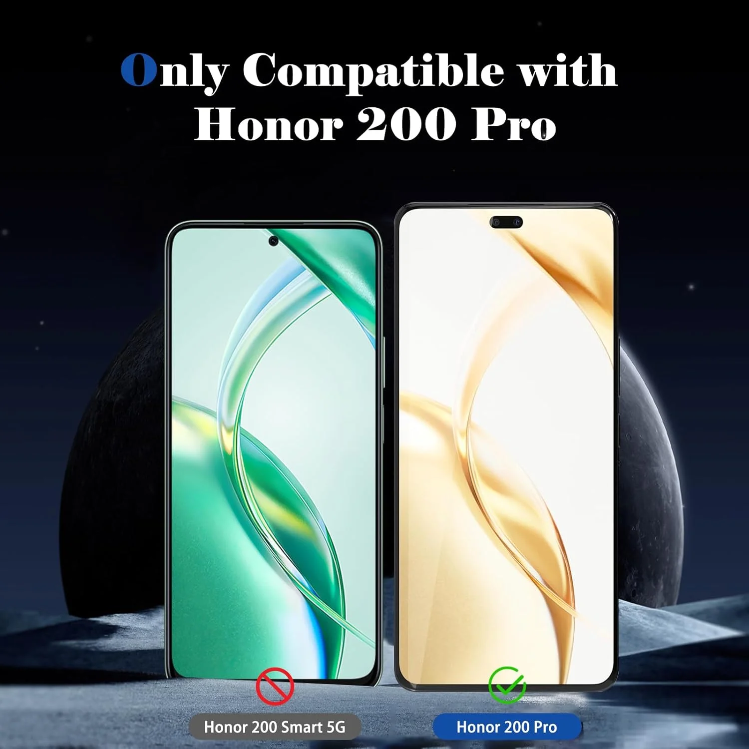 محافظ صفحه نمایش HeeYeal + محافظ لنز دوربین سازگار با Honor 200 Pro، [2+2 عدد] سختی 9H، HD، شیشه حرارت دیده ضد خش، شیشه حرارت دیده برای Honor 200 Pro