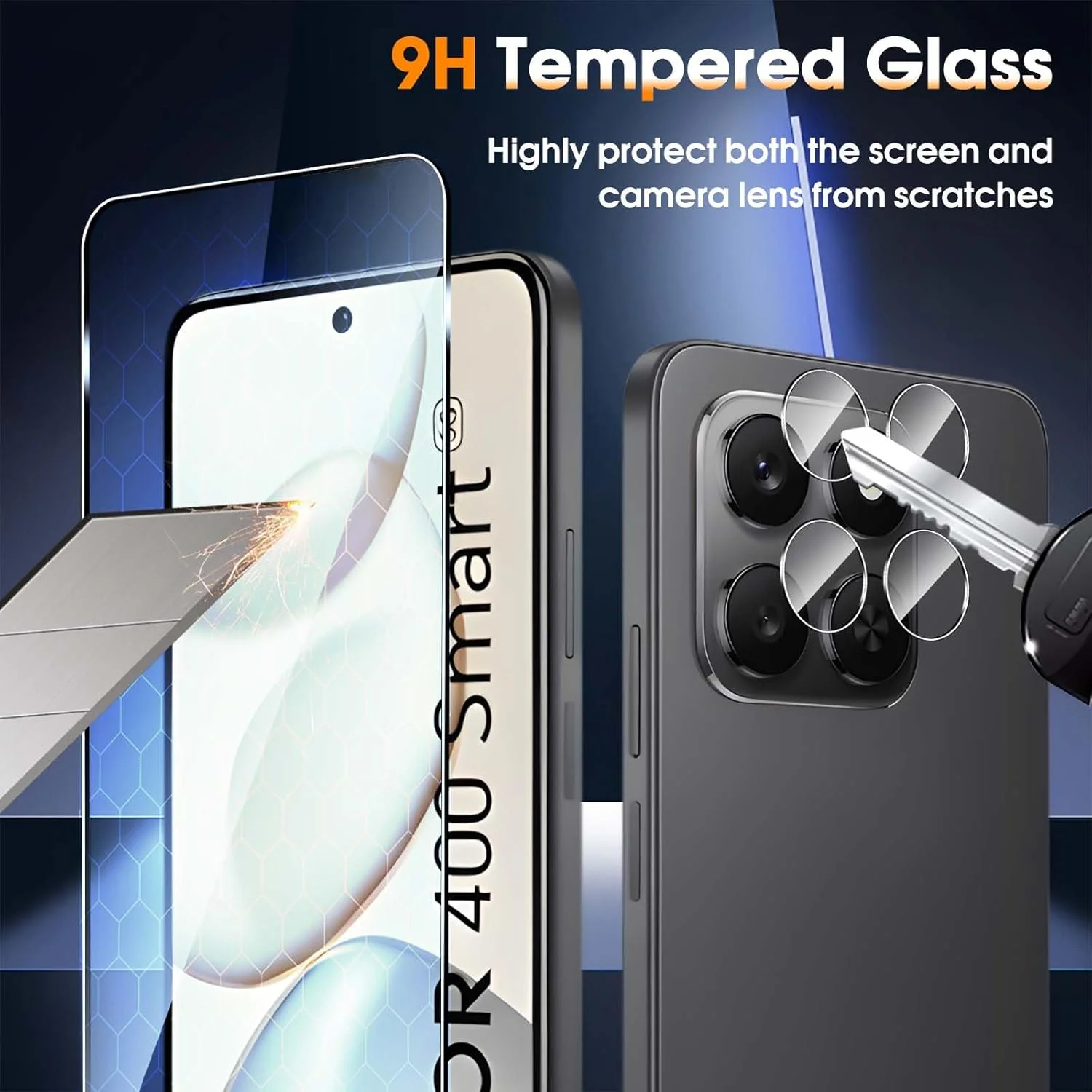 محافظ صفحه نمایش شیشه ای حرارت دیده Locofun برای گوشی Honor 400 Smart، شامل 2 عدد محافظ صفحه نمایش و 2 عدد محافظ لنز دوربین پشتی، فیلم با سختی 9H و شیشه ای حرارت دیده Ultra HD محافظ صفحه نمایش شیشه ای حرارت دیده Locofun برای گوشی Honor 400 Smart، شامل 2 عدد محافظ صفحه نمایش و 2 عدد محافظ لنز دوربین پشتی، فیلم با سختی 9H و شیشه ای حرارت دیده Ultra HD