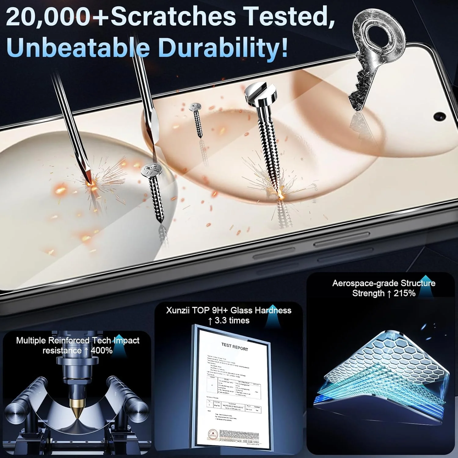 محافظ صفحه نمایش Xunzii برای Honor 400 Smart و محافظ لنز دوربین [3+3 عدد]، شیشه حرارت دیده مقاوم در برابر خراش با حساسیت بالا 9H HD [شفاف]