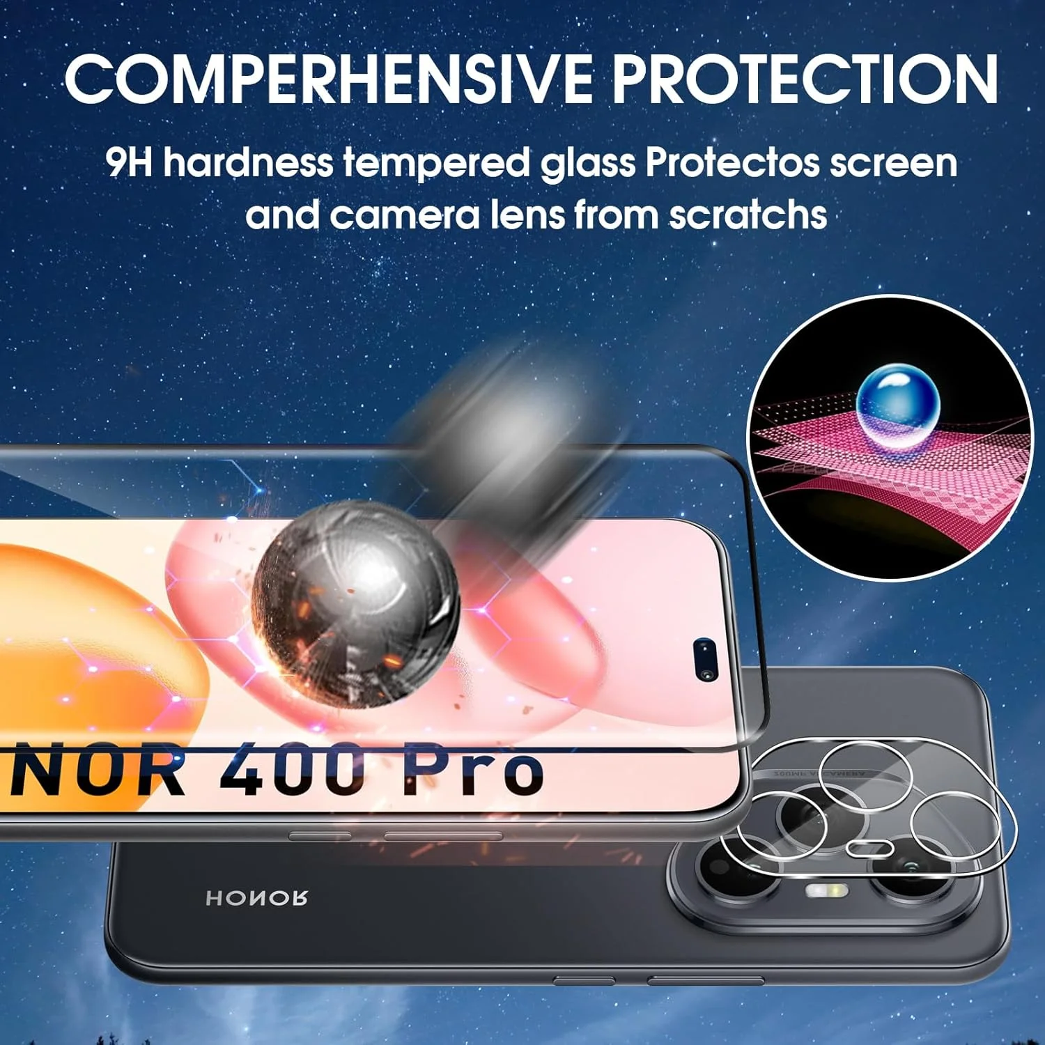 محافظ صفحه نمایش شیشه ای حرارتی Lutree برای Honor 400 Pro، بسته 2+2، محافظ صفحه نمایش سه بعدی + محافظ لنز دوربین، فیلم HD بدون حباب با سختی 9H، شیشه محافظ ممتاز ضد خش محافظ صفحه نمایش شیشه ای حرارتی Lutree برای Honor 400 Pro، بسته 2+2، محافظ صفحه نمایش سه بعدی + محافظ لنز دوربین، فیلم HD بدون حباب با سختی 9H، شیشه محافظ ممتاز ضد خش