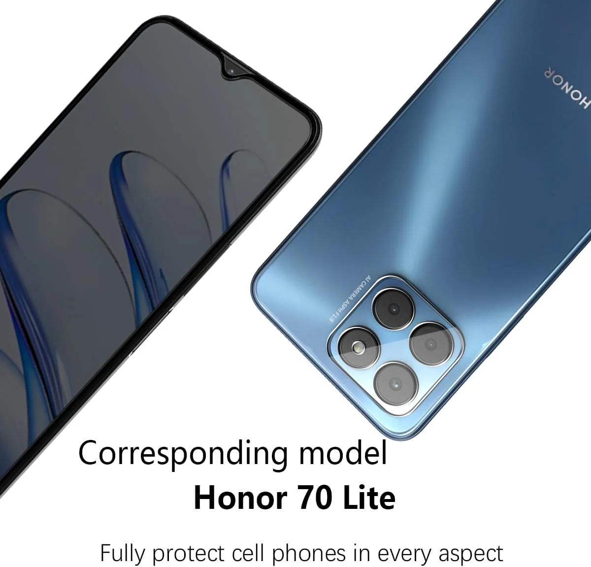 محافظ صفحه نمایش حریم خصوصی Phlleyaa شیشه حرارت دیده برای Honor 70 Lite - 1 عدد و 2 عدد شیشه دوربین، سختی 9H ضد خش ضد جاسوسی