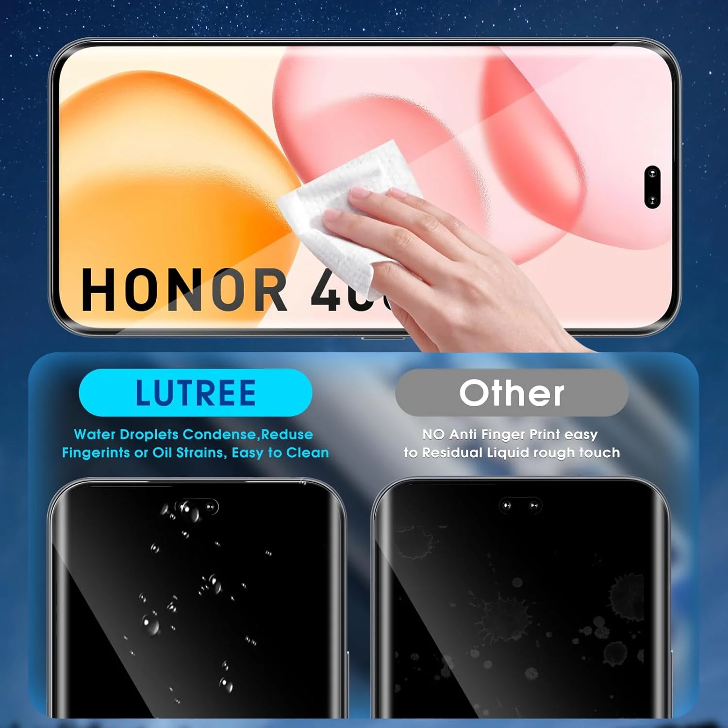 محافظ صفحه نمایش شیشه ای حرارتی Lutree برای Honor 400 Pro، بسته 2+2، محافظ صفحه نمایش سه بعدی + محافظ لنز دوربین، فیلم HD بدون حباب با سختی 9H، شیشه محافظ ممتاز ضد خش محافظ صفحه نمایش شیشه ای حرارتی Lutree برای Honor 400 Pro، بسته 2+2، محافظ صفحه نمایش سه بعدی + محافظ لنز دوربین، فیلم HD بدون حباب با سختی 9H، شیشه محافظ ممتاز ضد خش