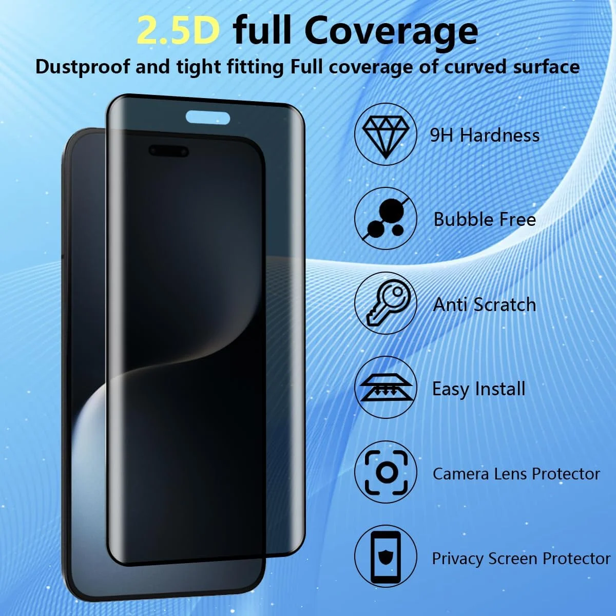 محافظ صفحه نمایش حریم خصوصی Yieehhow برای گوشی Honor Magic 7 Pro، شیشه حرارت دیده، [1 عدد] سختی 9H، شیشه محافظ ضد جاسوسی و [بسته 2 عددی] محافظ صفحه نمایش شیشه حرارت دیده محافظ دوربین برای Honor