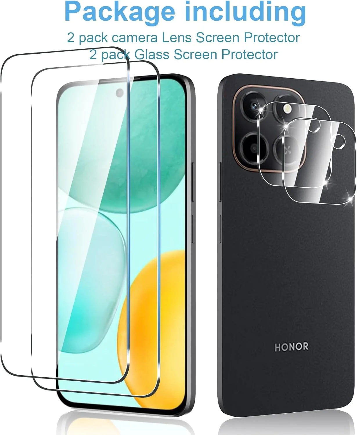 محافظ صفحه نمایش و محافظ لنز دوربین Anoowkoa مدل 2+2 عددی برای گوشی Honor X6c، فیلم شیشه ای حرارت دیده، ضد اثر انگشت محافظ صفحه نمایش و محافظ لنز دوربین Anoowkoa مدل 2+2 عددی برای گوشی Honor X6c، فیلم شیشه ای حرارت دیده، ضد اثر انگشت