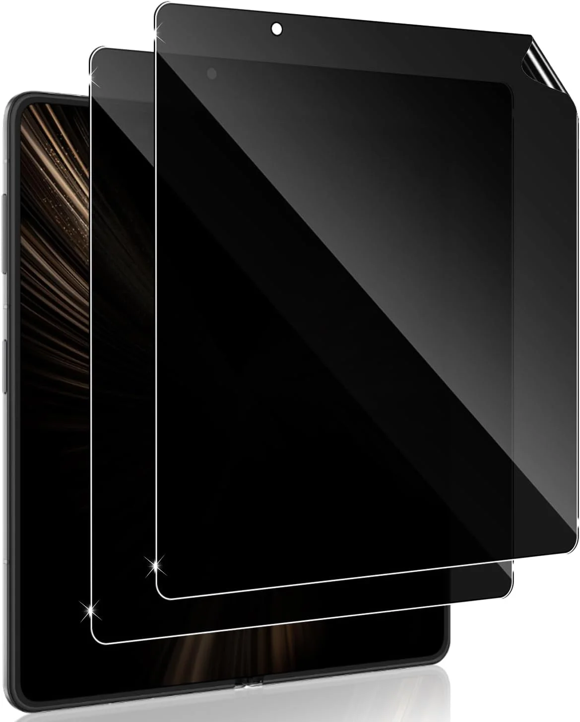 محافظ صفحه نمایش حریم خصوصی Holilo برای گوشی Honor Magic V5 5G با صفحه نمایش انعطاف پذیر، بسته 2 عددی محافظ صفحه نمایش ضد جاسوسی لبه مشکی