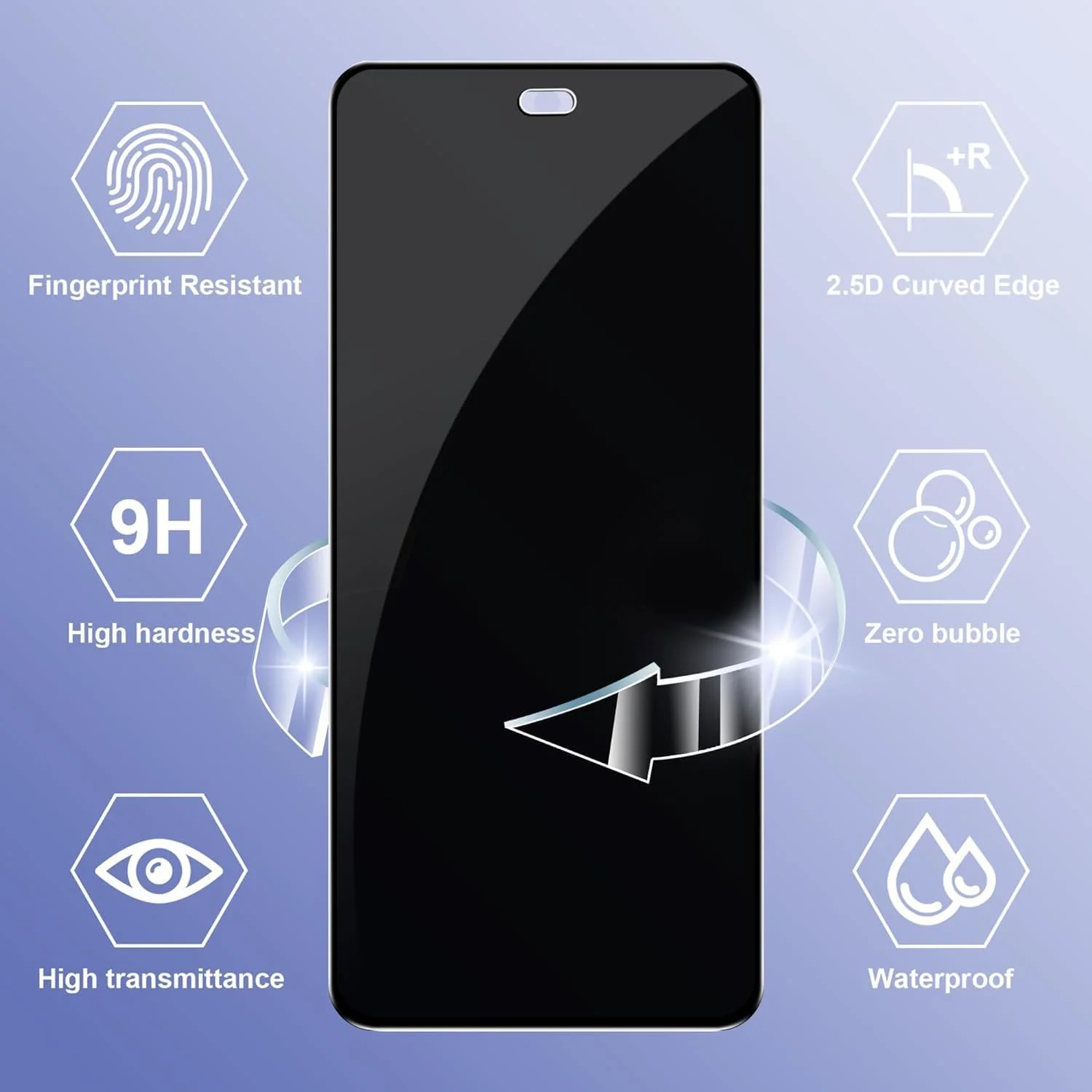 Gruattreay [2 Pack] Privacy Screen Protector Compatible with Honor 200 Pro 5G + [2 Pack] Glass Camera Lens Protector, Anti-Spy Tempered Glass Film, Anti-Scratch, Bubble-Free