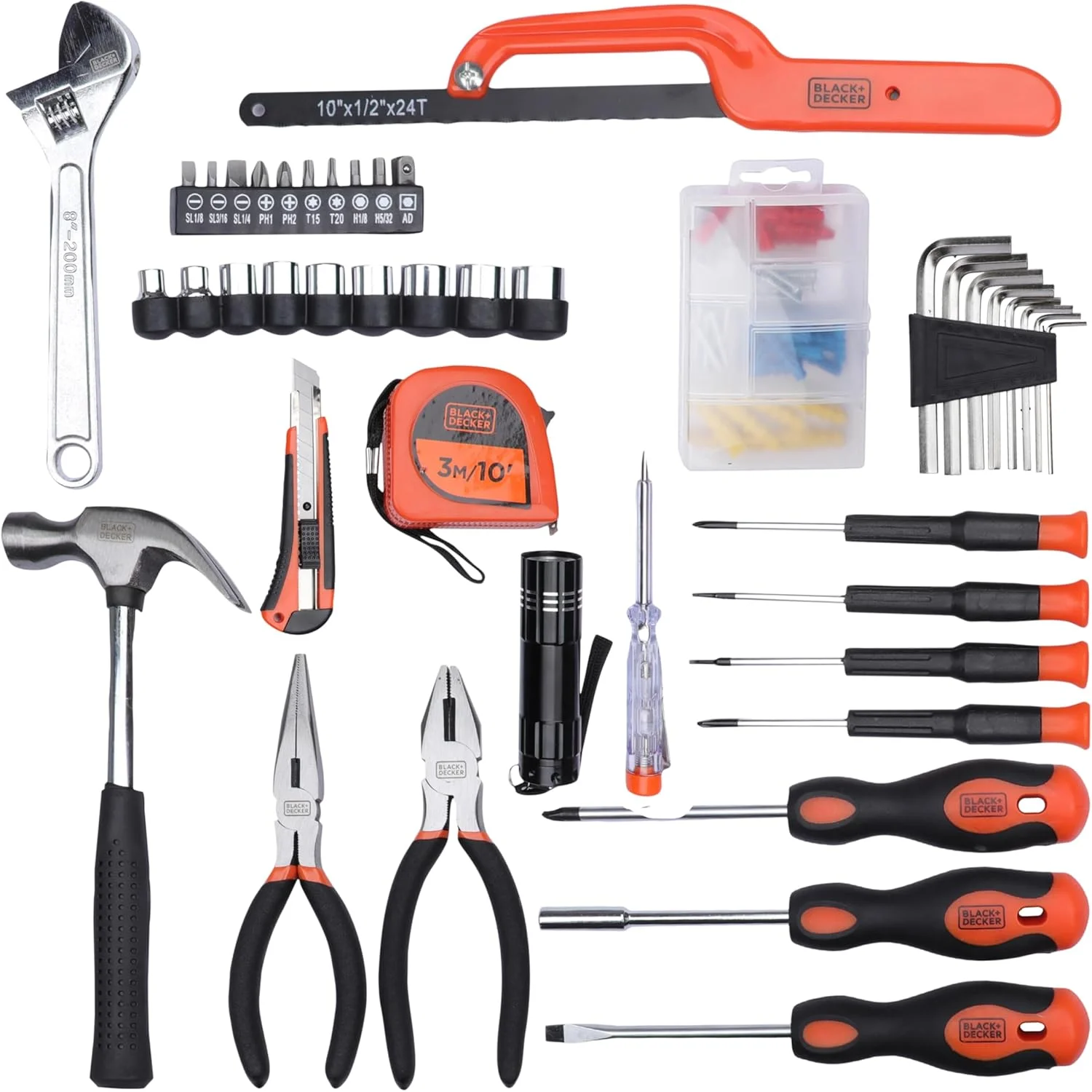 Black & Decker 126 Pieces Hand Tool Kit In Kitbox For Home Diy & Professional USe, Orange/Black - Bmt126C, 2 Years Warranty