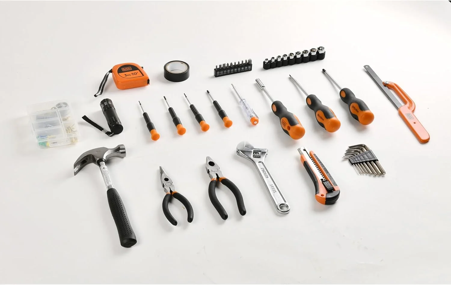 Black & Decker 126 Pieces Hand Tool Kit In Kitbox For Home Diy & Professional USe, Orange/Black - Bmt126C, 2 Years Warranty